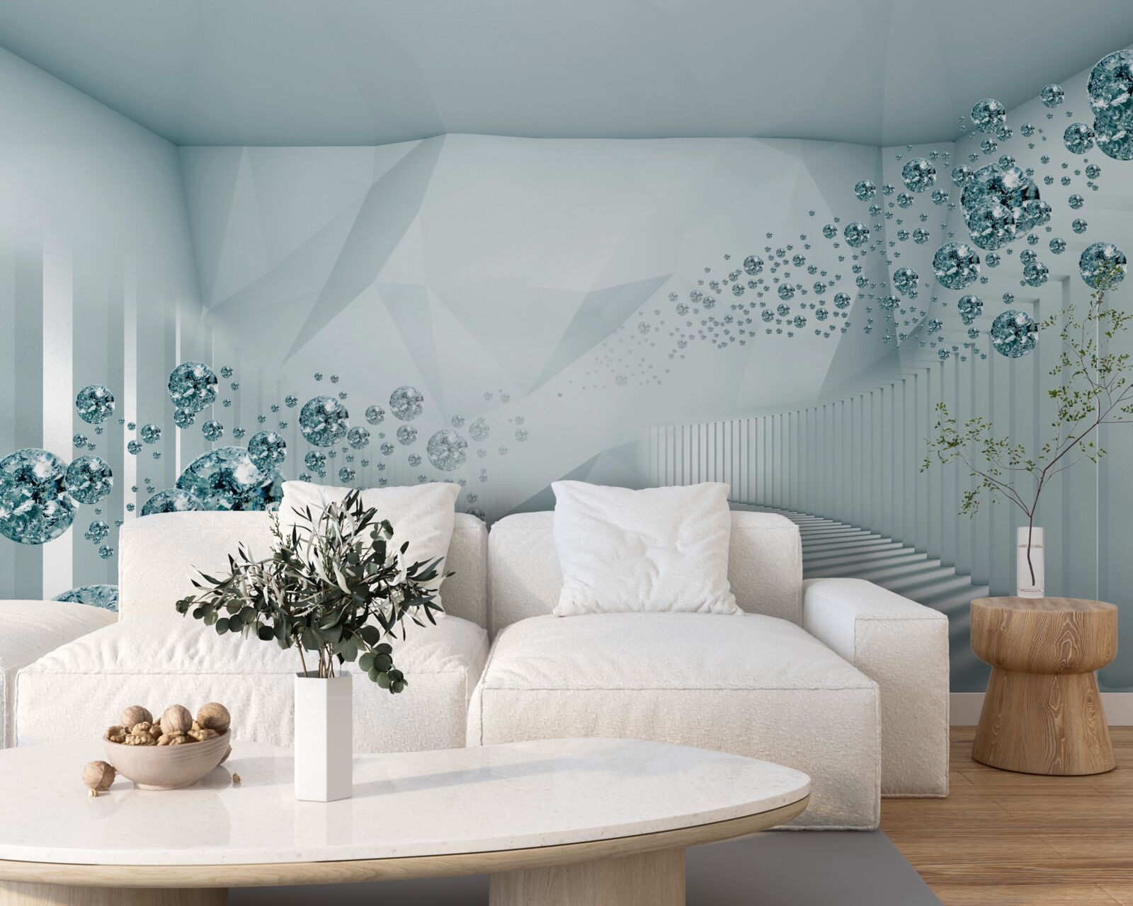Papier peint particules de l'océan bleu en expansion