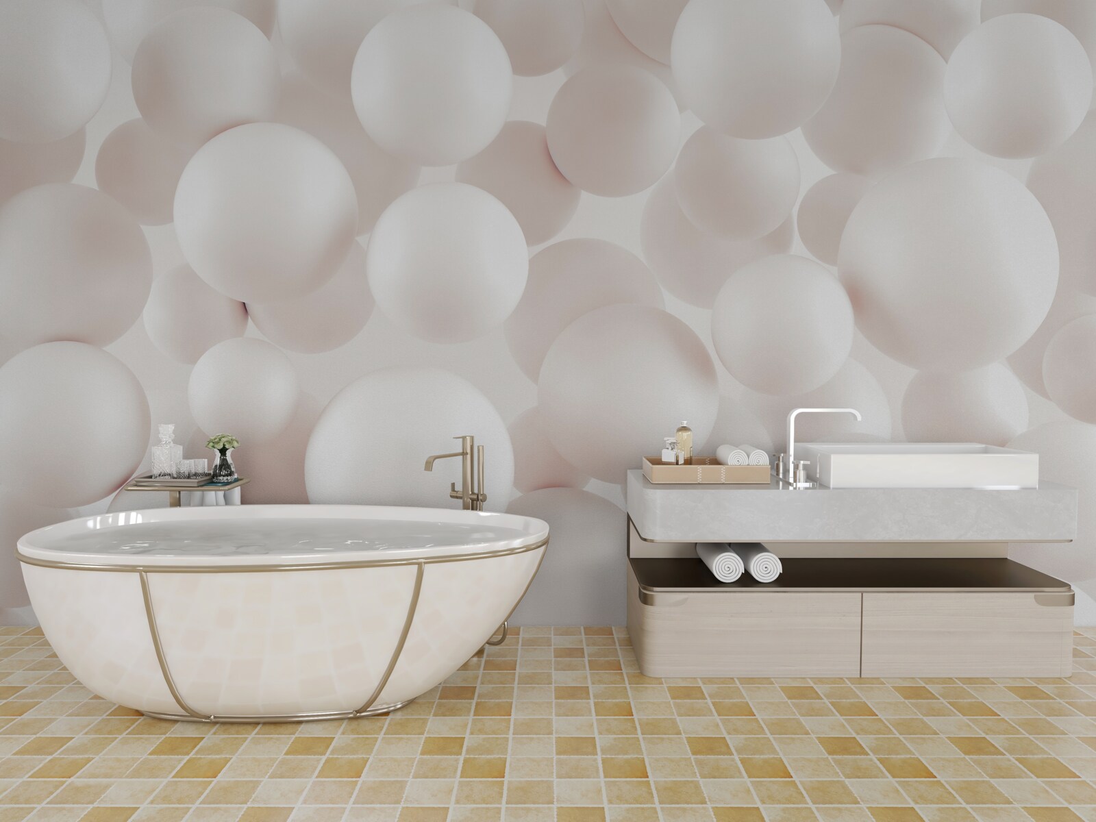 Papier peint beaucoup de boules rose vif