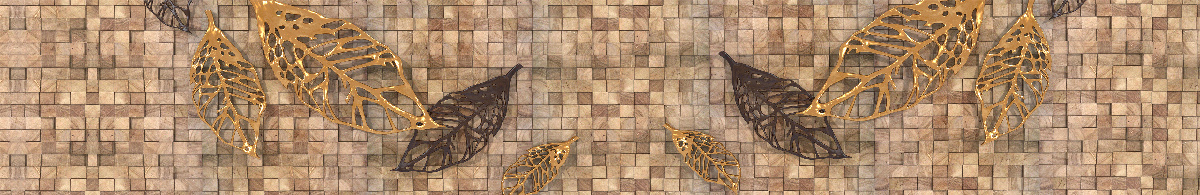 Papier peint mosaïque dans les tons bruns avec une image de feuilles