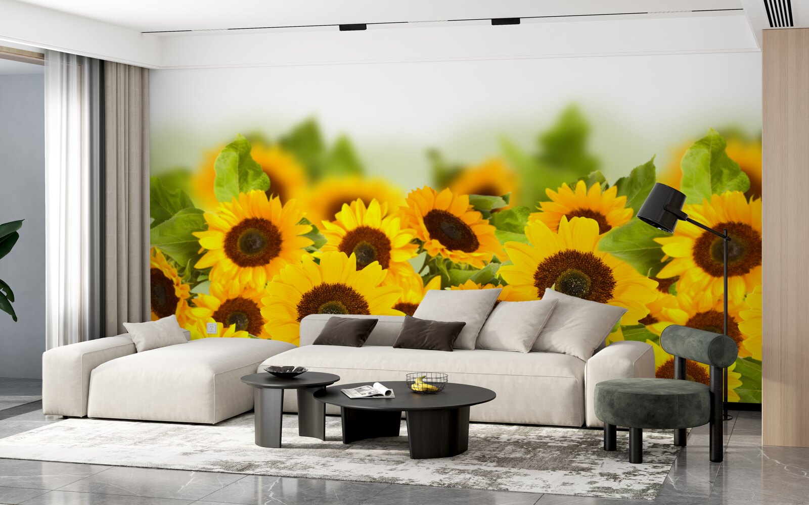 Papier peint un grand nombre de tournesols dorés