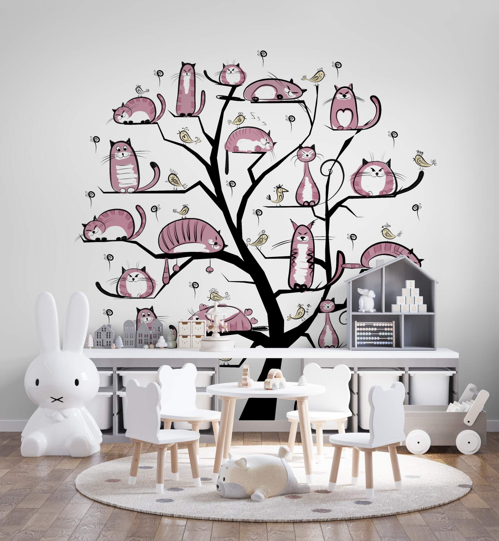 Papier peint arbre à chat