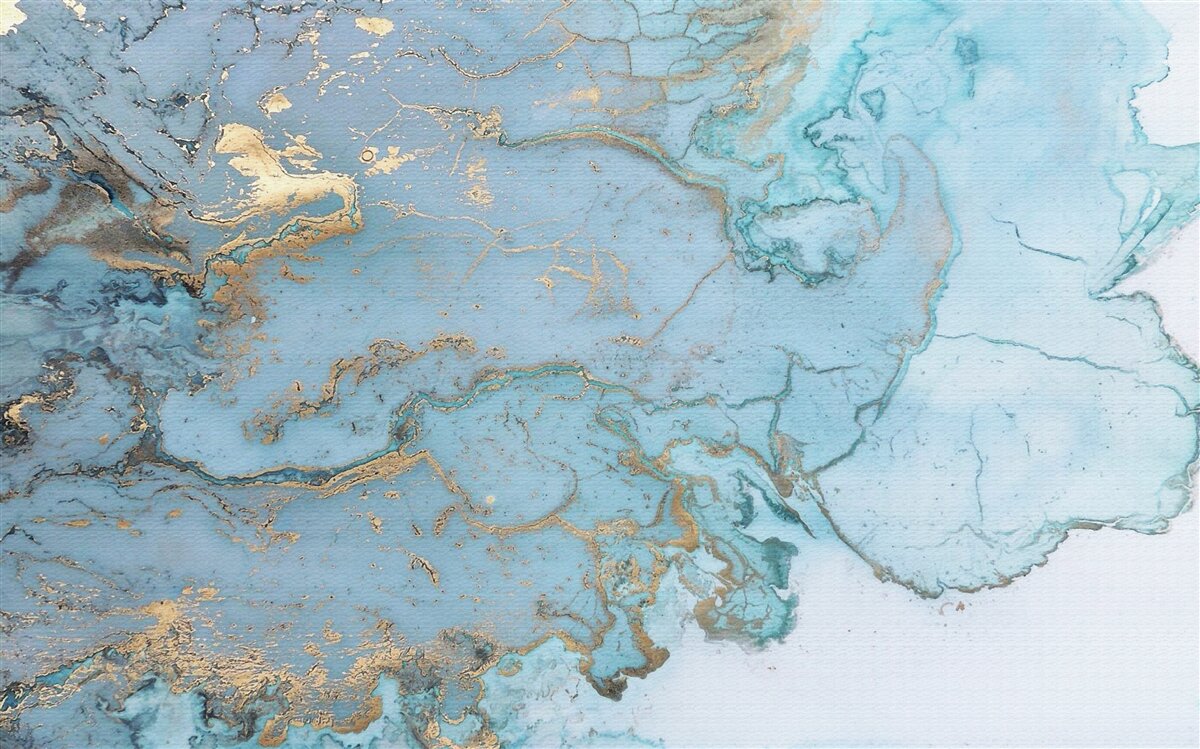 Papier peint marbre bleu avec velours doré