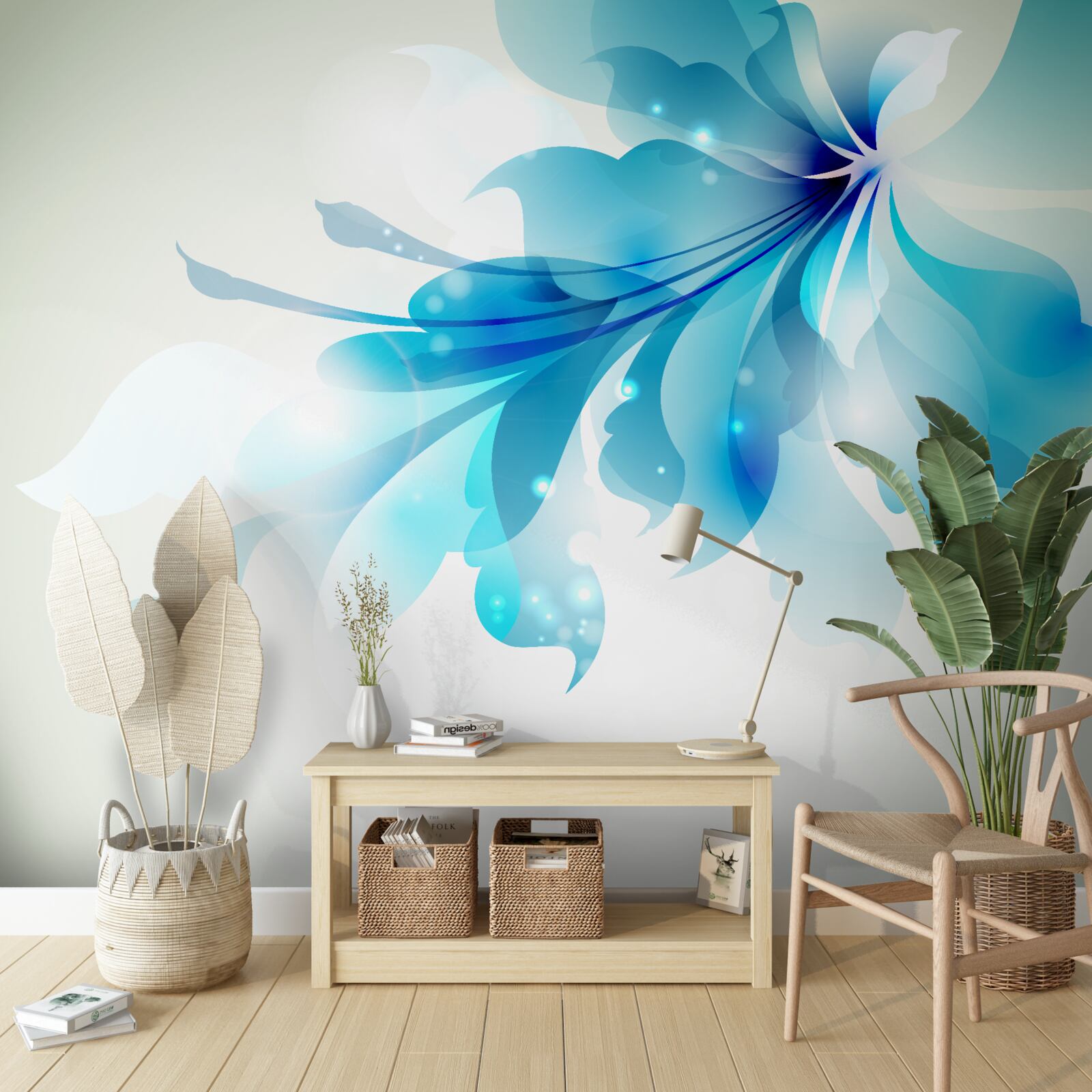 Papier peint grand beignet bleu
