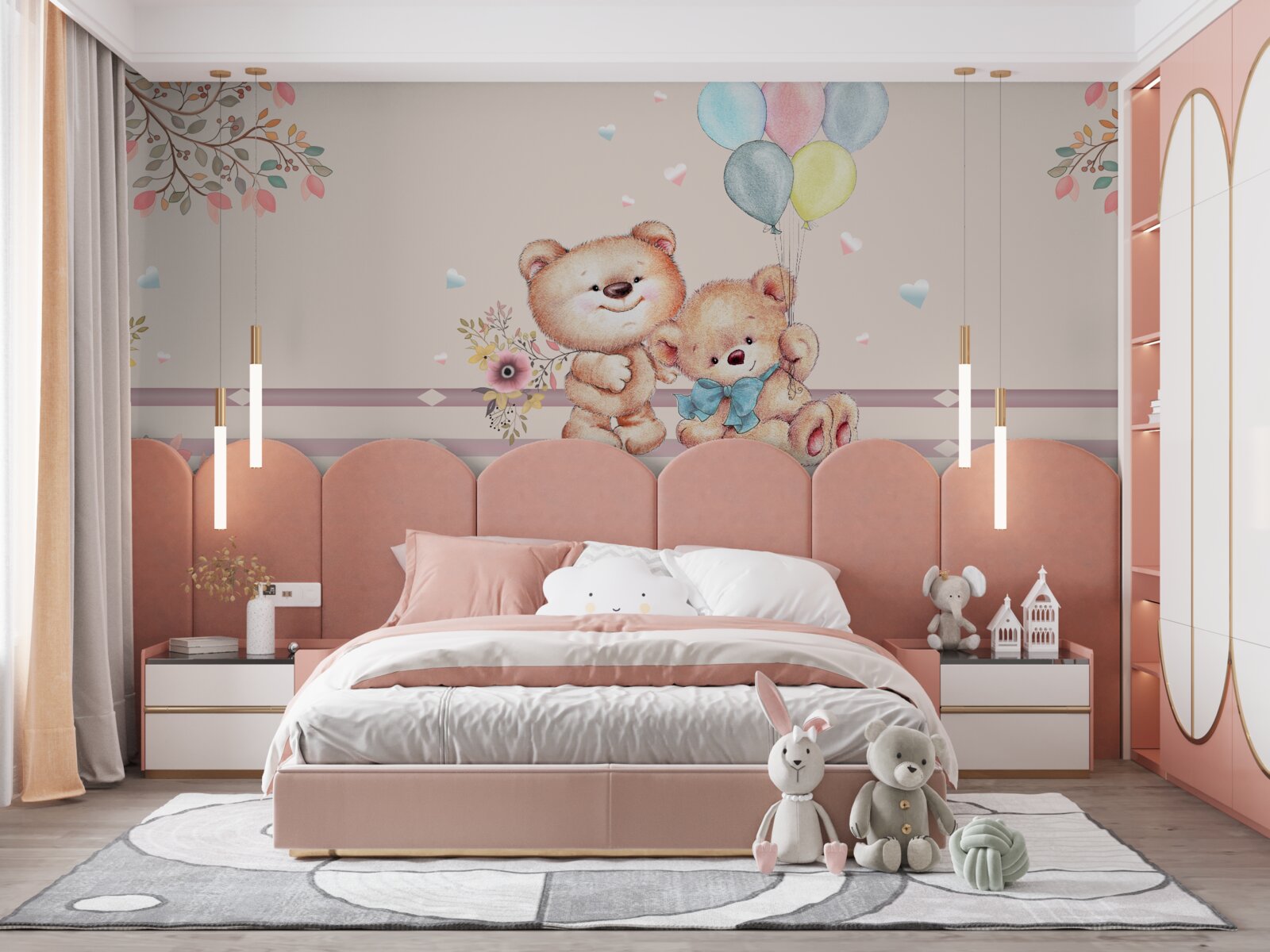 Papier peint ours avec des balles