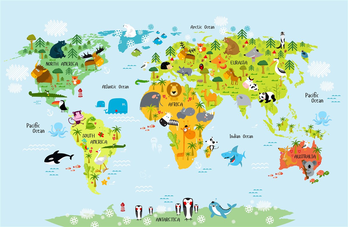 Papier peint carte du monde vibrante