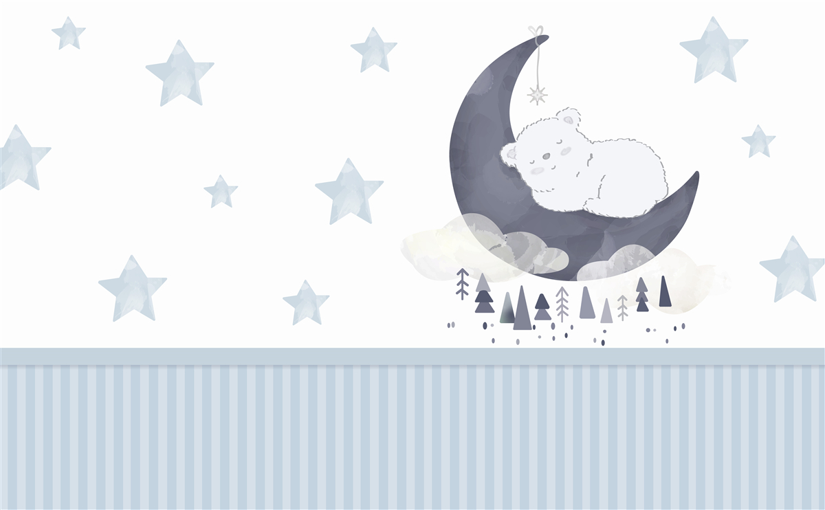 Papier peint petit ours s'est installé sur la lune