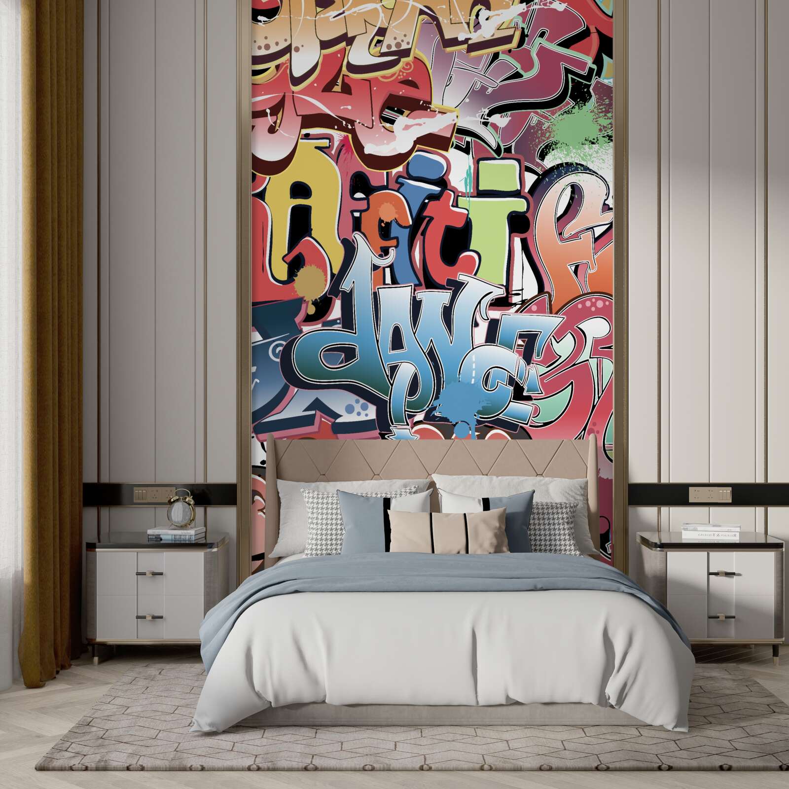 Papier peint lettrage graffiti en différentes couleurs