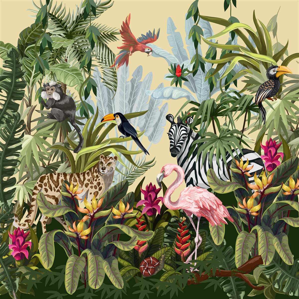 Papier peint les habitants de la forêt tropicale