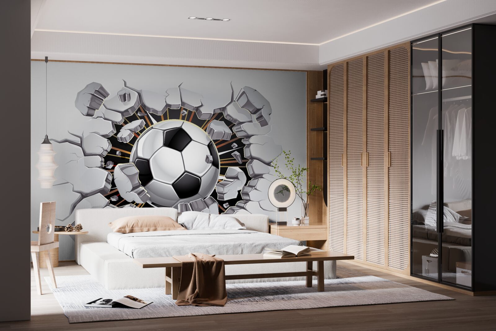 Papier peint football volant dans les airs