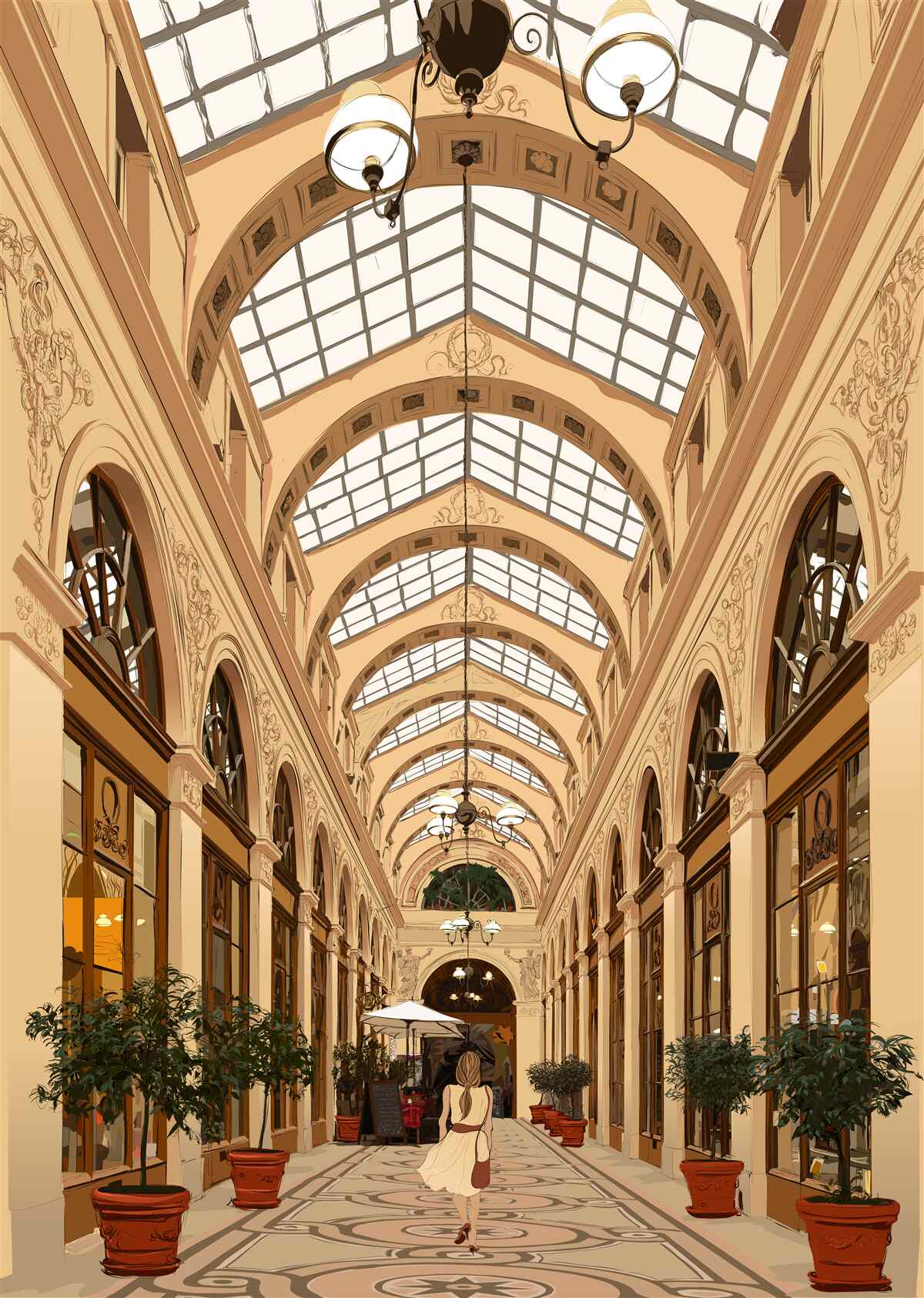 Papier peint jeune femme dans une salle d'arcade à Odesa