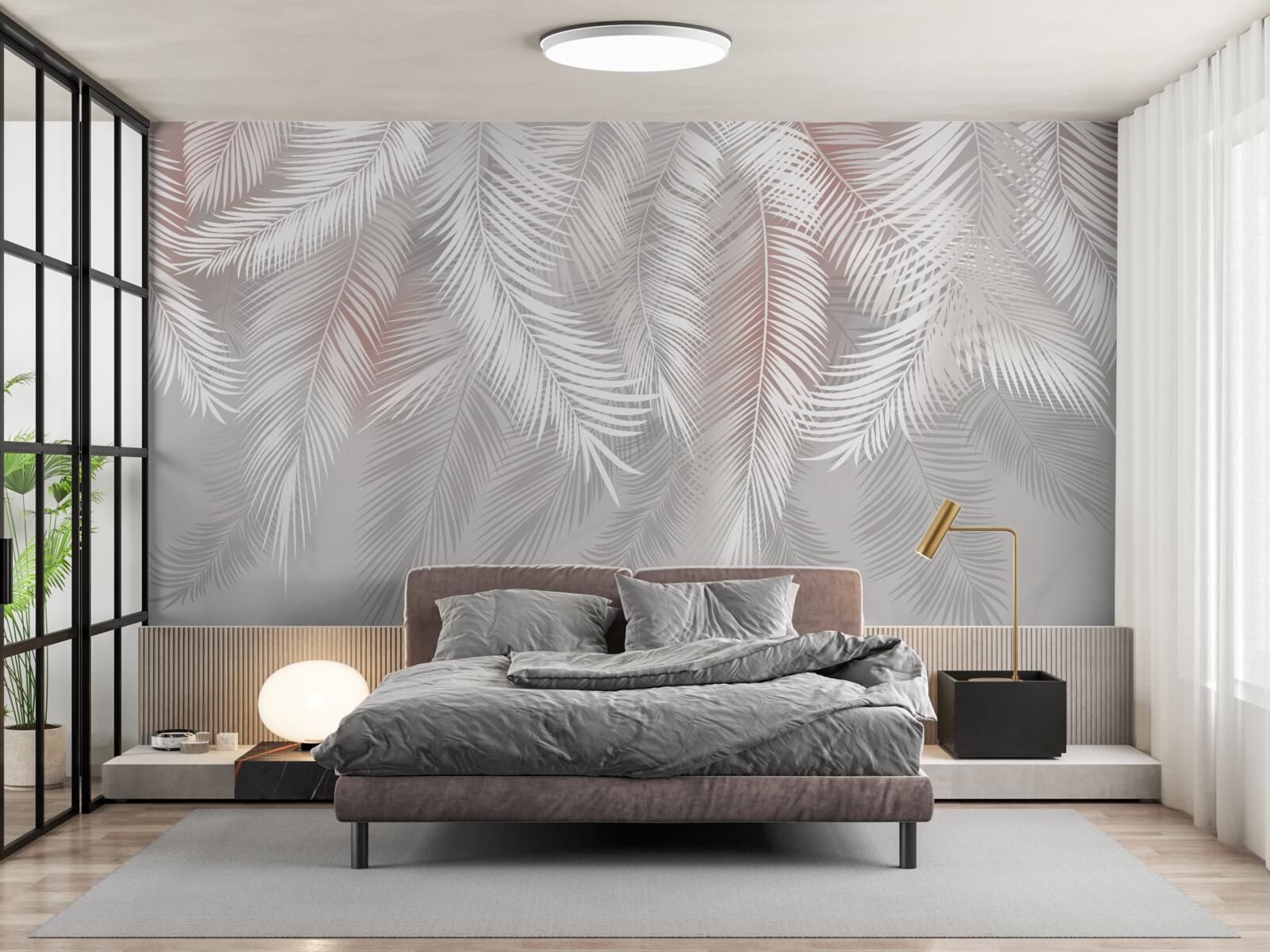 Papier peint feuilles blanches, croquantes et tendres