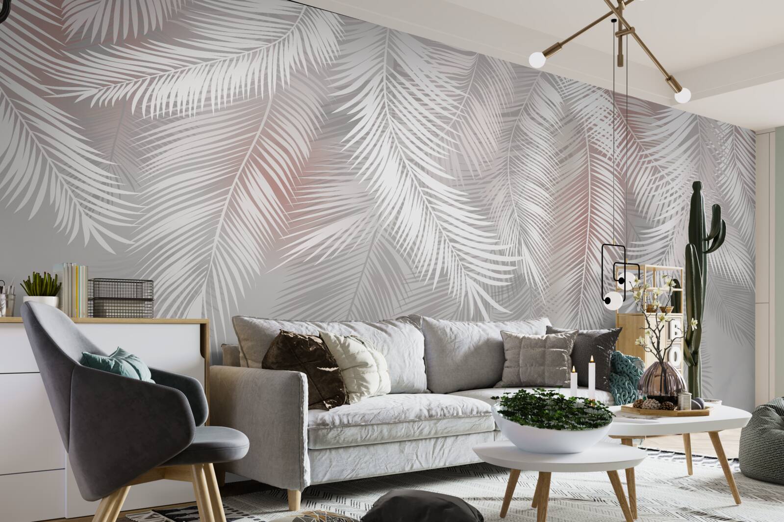 Papier peint feuilles blanches, croquantes et tendres