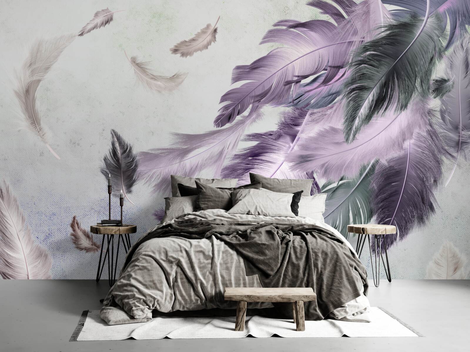 Papier peint panneau de plumes