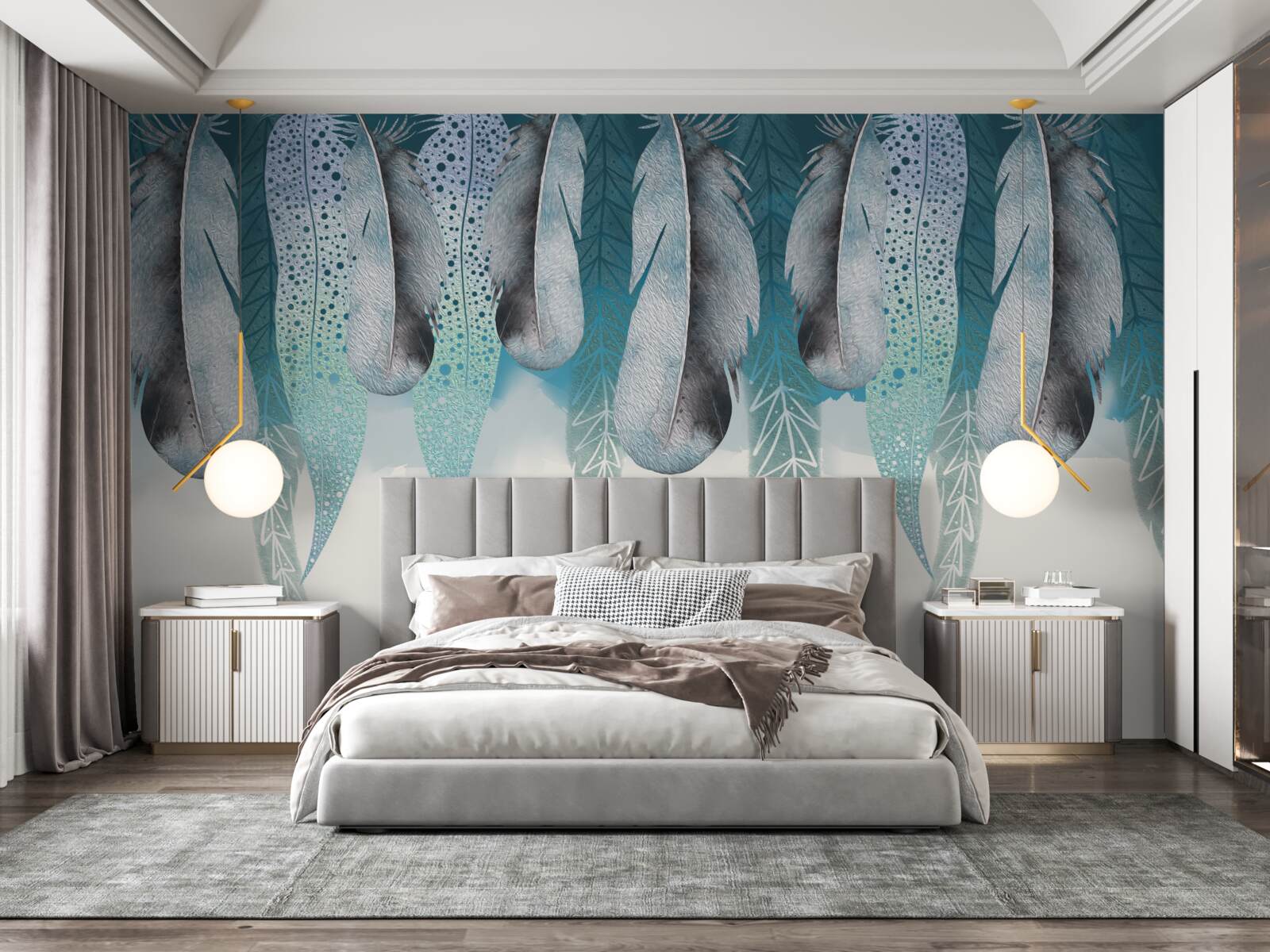 Papier peint fond abstrait avec image de plumes