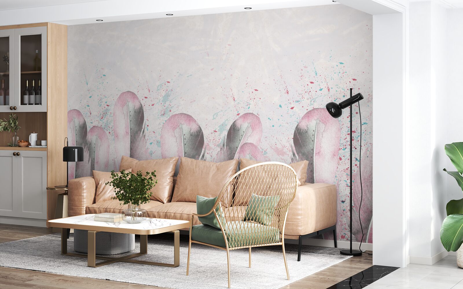 Papier peint la douceur des plumes roses