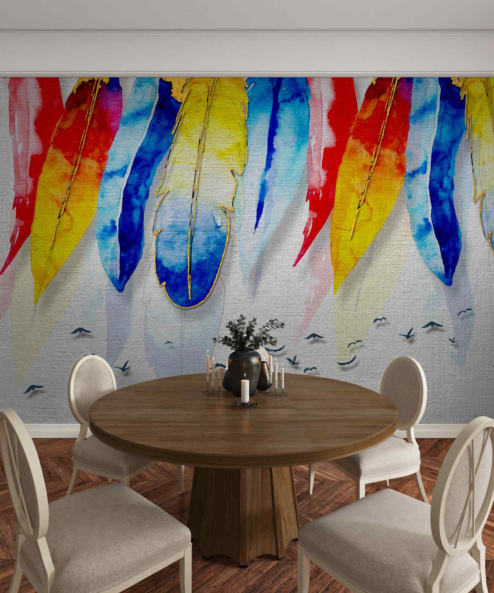 Papier peint stylos aquarelle style boho