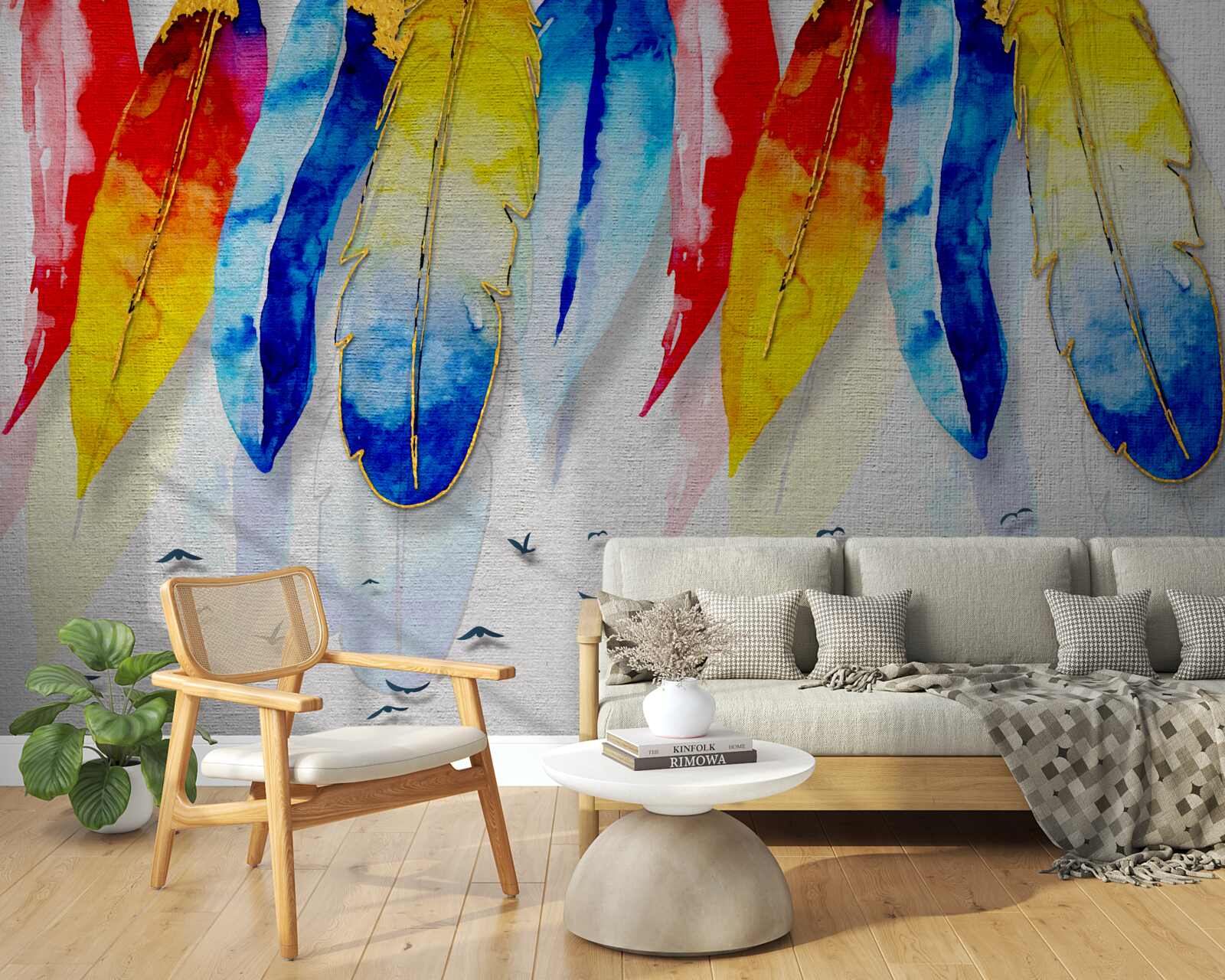 Papier peint stylos aquarelle style boho