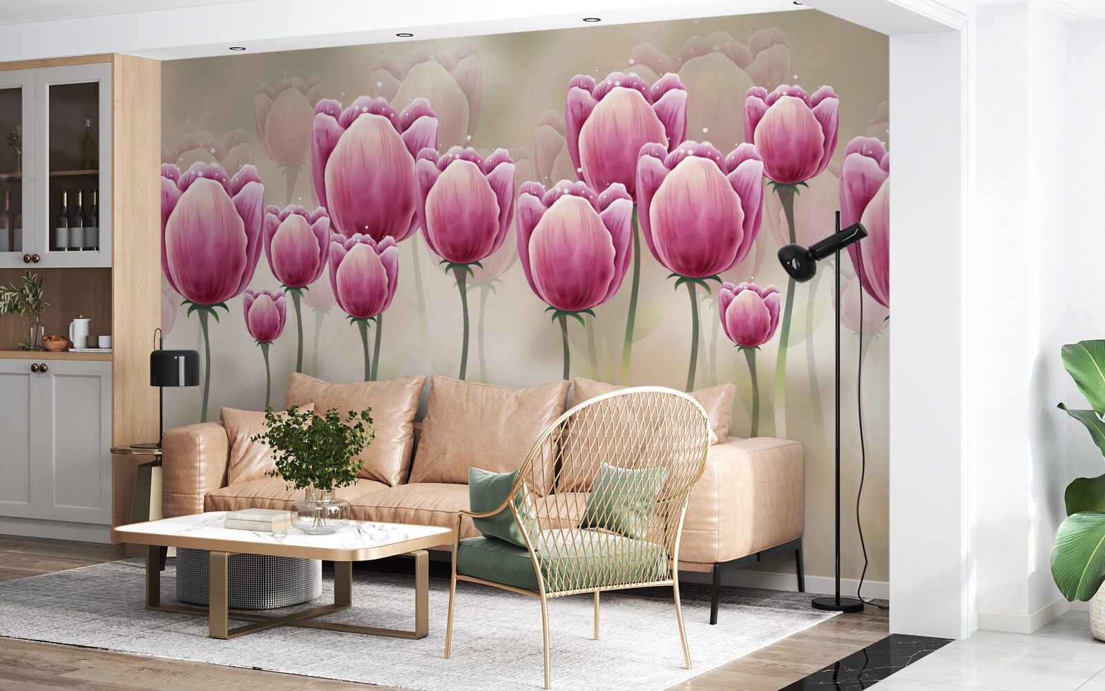 Papier peint tulipes cramoisies fermées