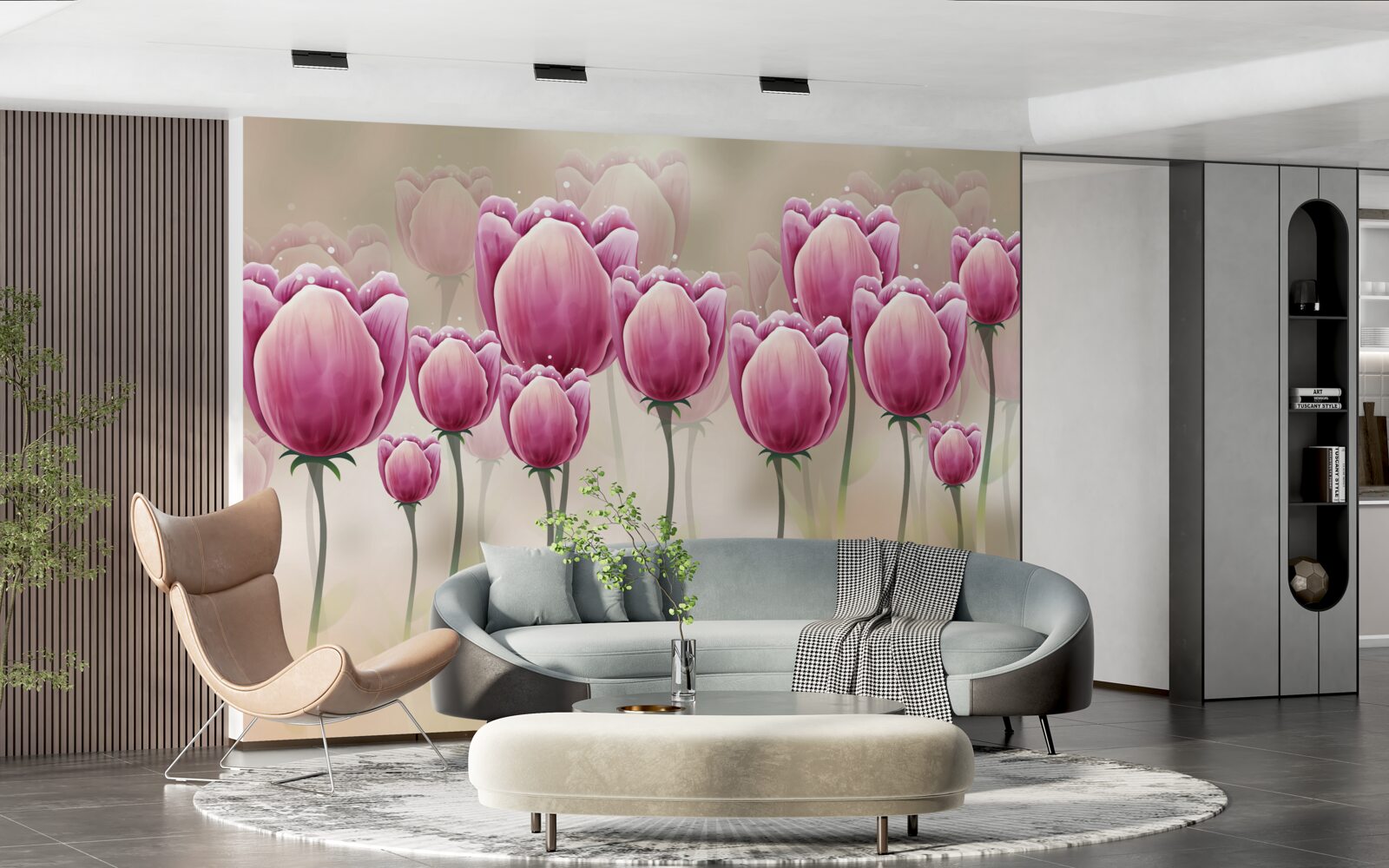 Papier peint tulipes cramoisies fermées