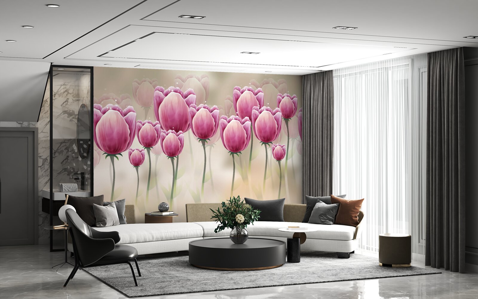 Papier peint tulipes cramoisies fermées