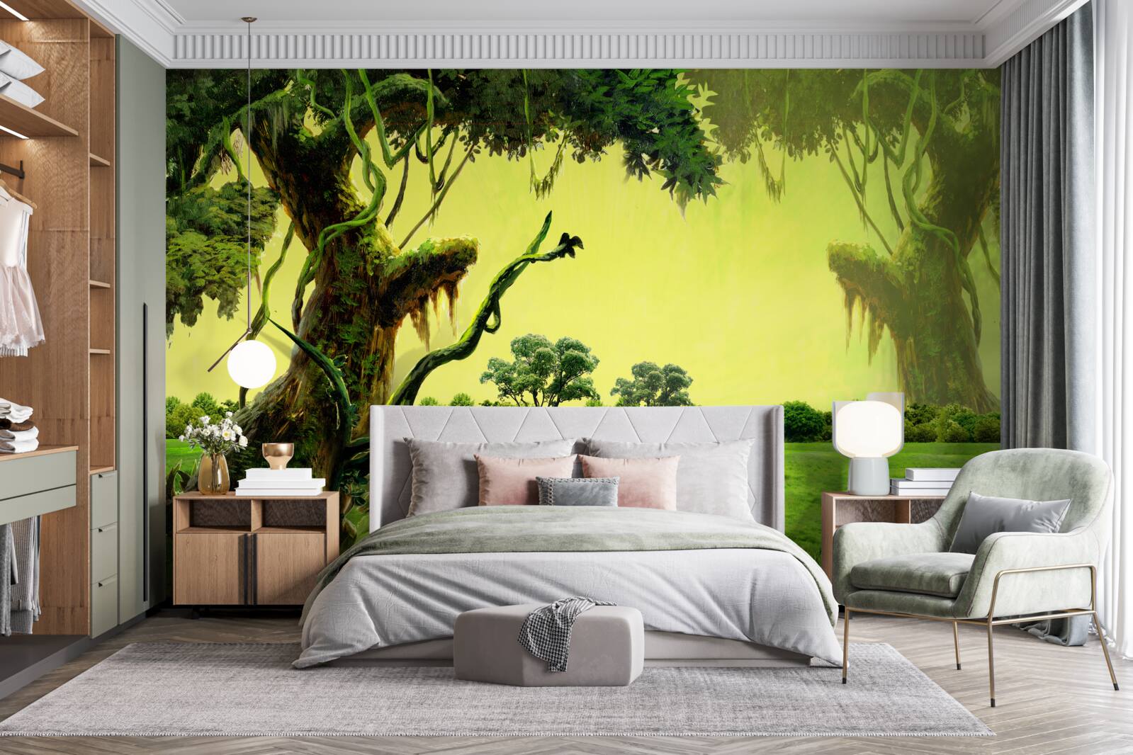 Papier peint une forêt mystérieuse et magique