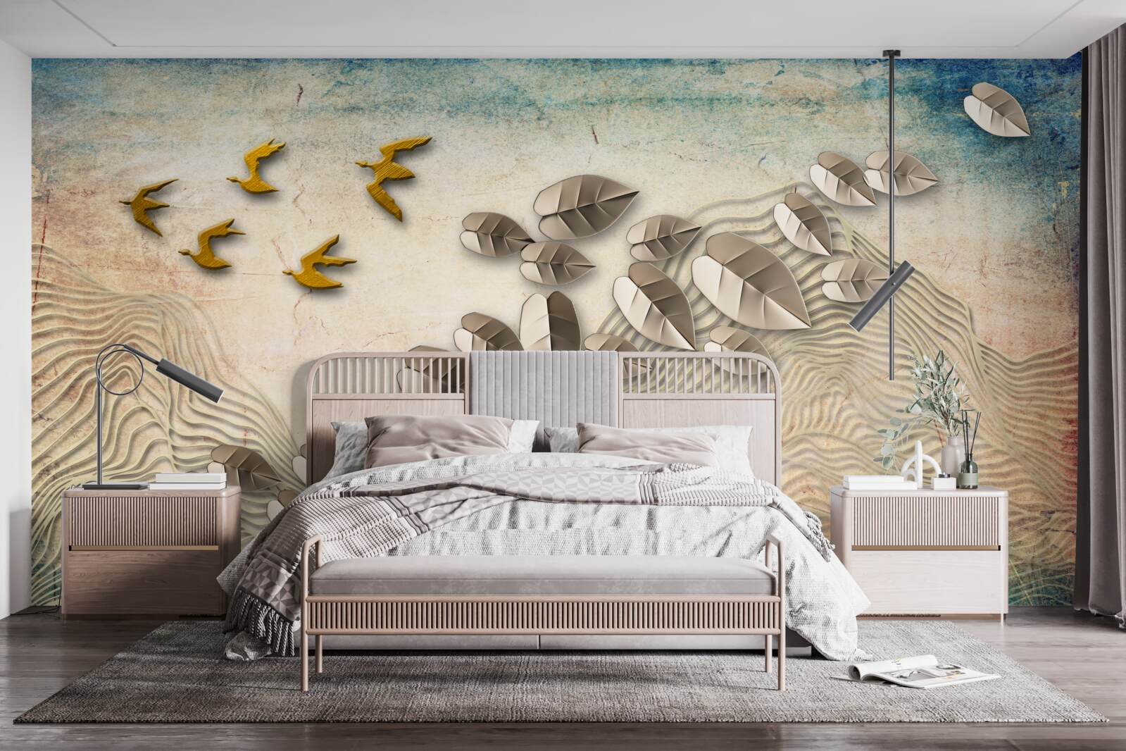Papier peint les créatures à plumes et leur duvet dans les rafales de vent