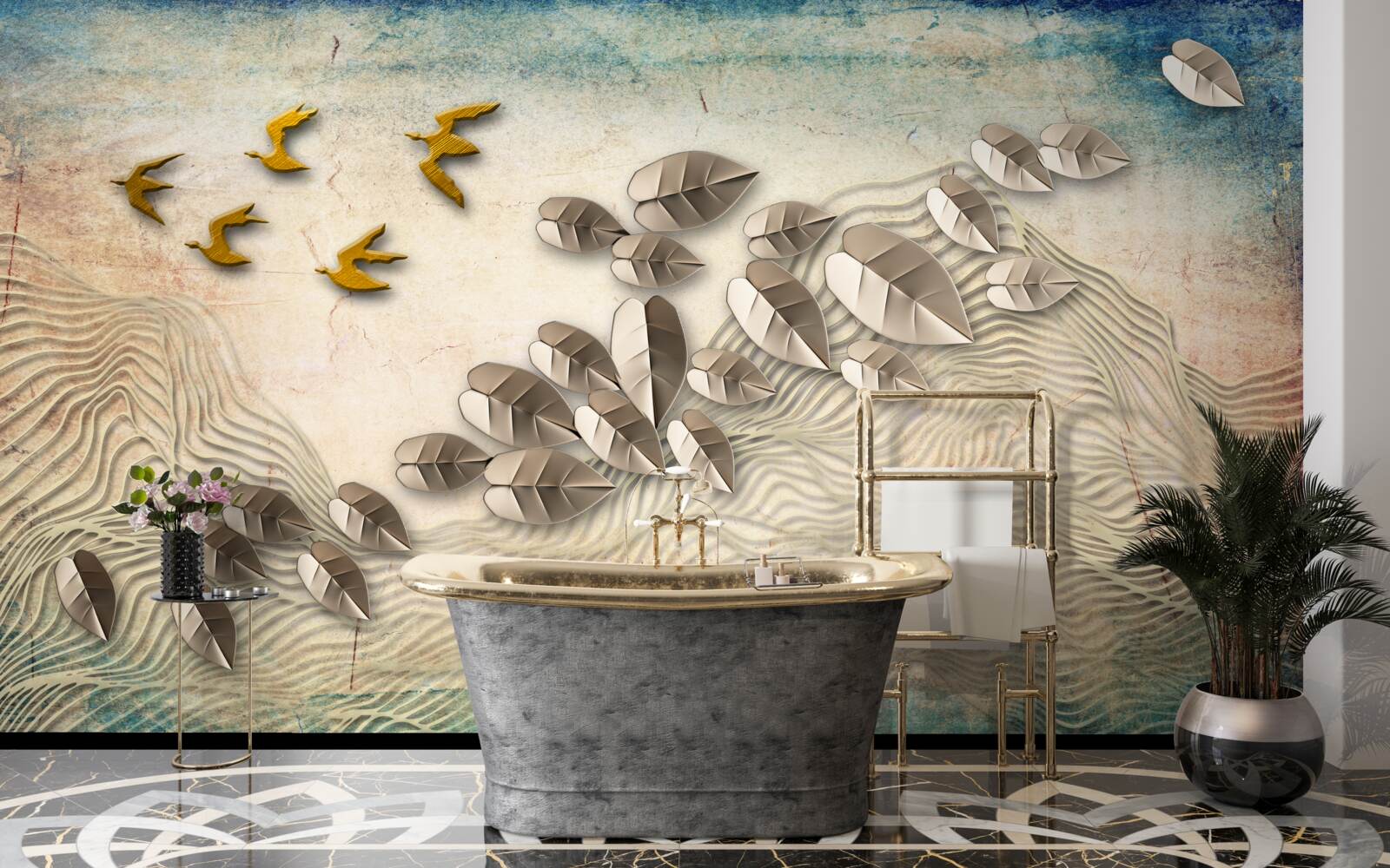 Papier peint les créatures à plumes et leur duvet dans les rafales de vent