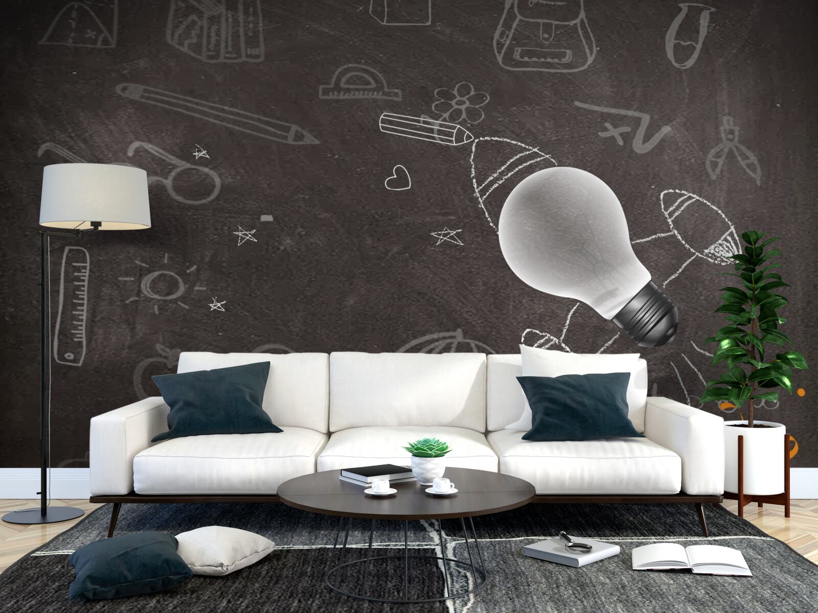 Papier peint sur un tableau noir - apprendre avec créativité