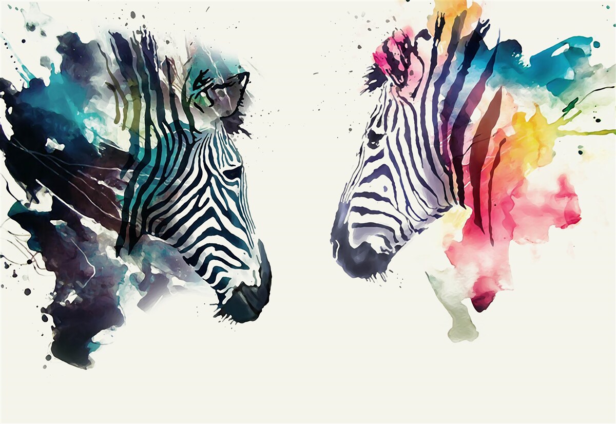 Papier peint deux peintures abstraites de zèbres