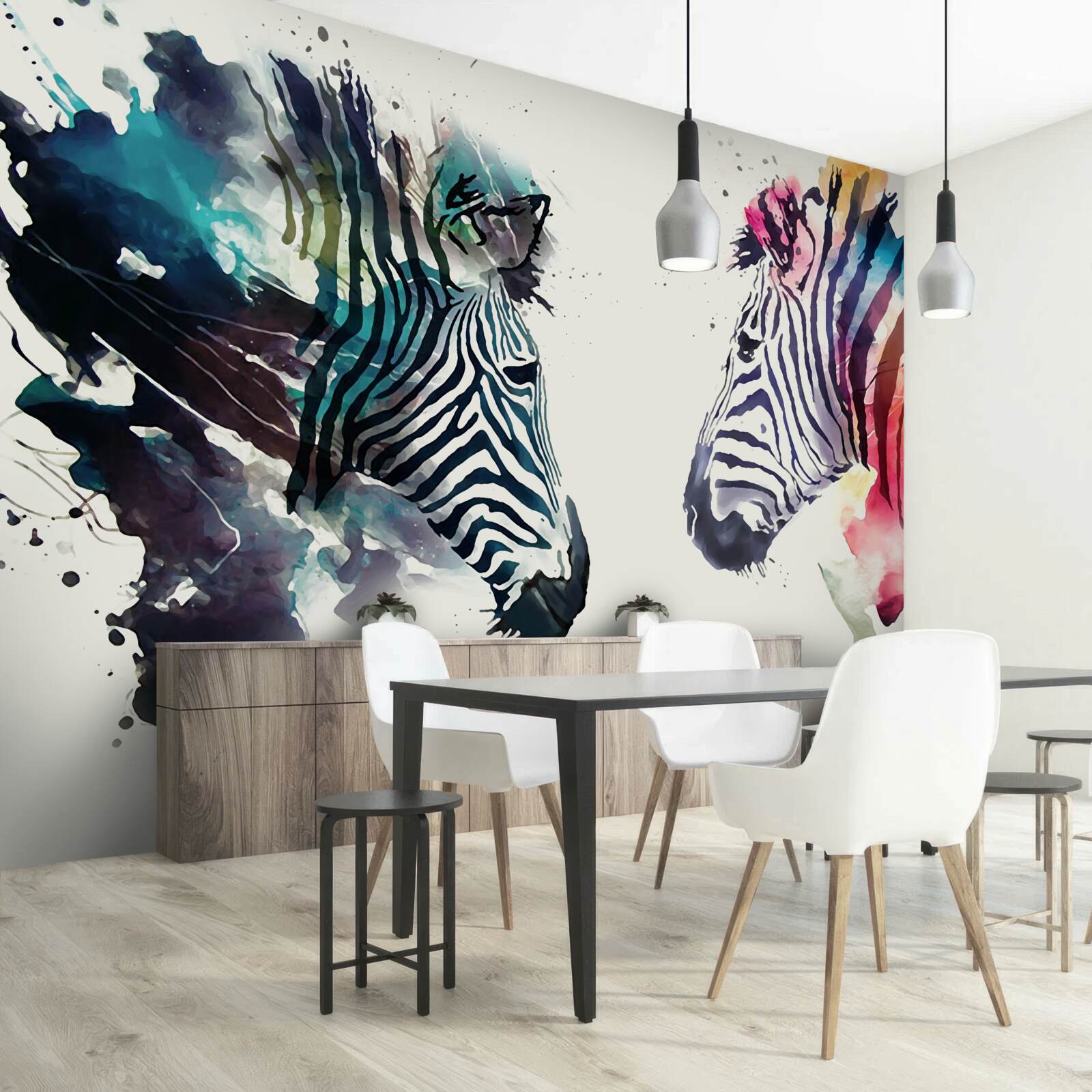 Papier peint deux peintures abstraites de zèbres