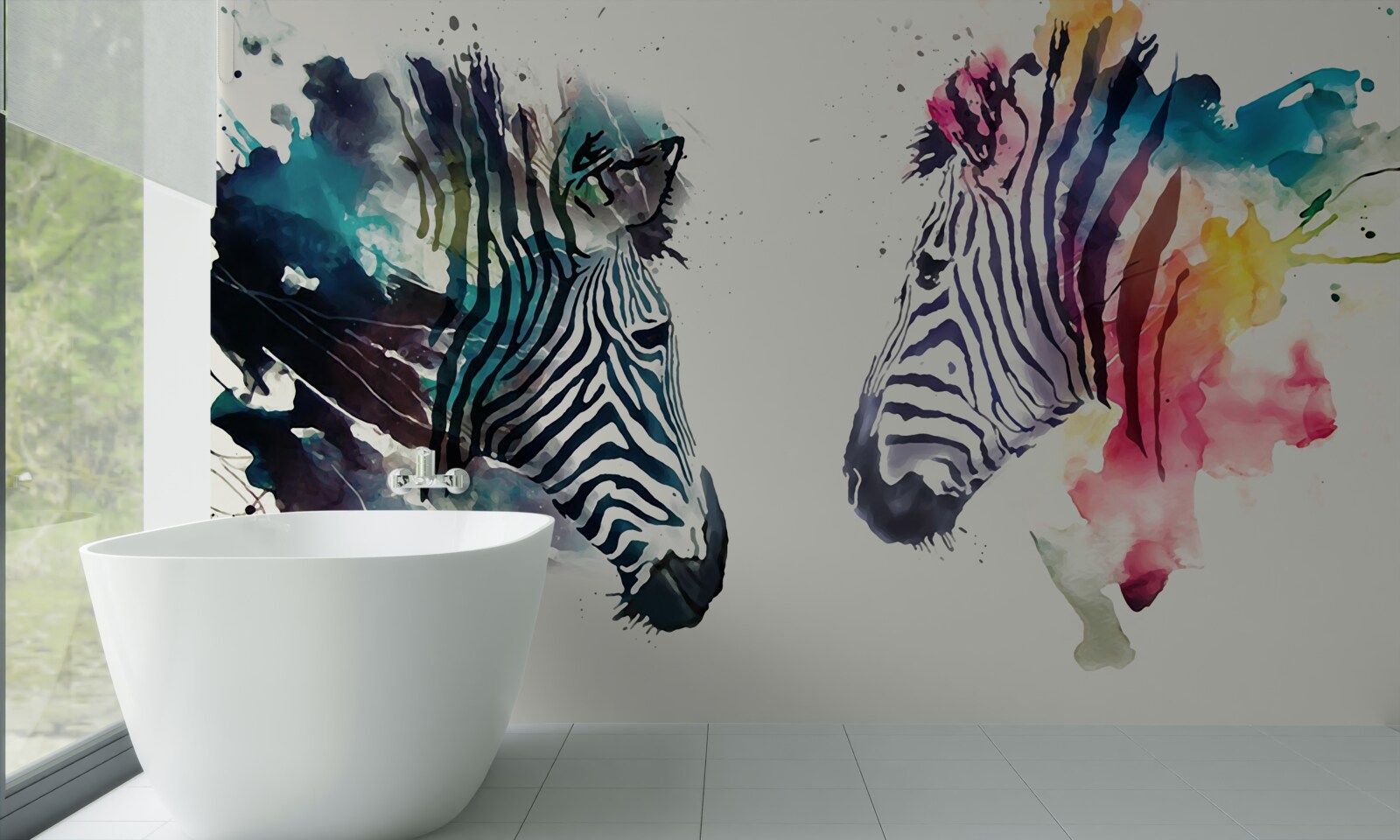 Papier peint deux peintures abstraites de zèbres