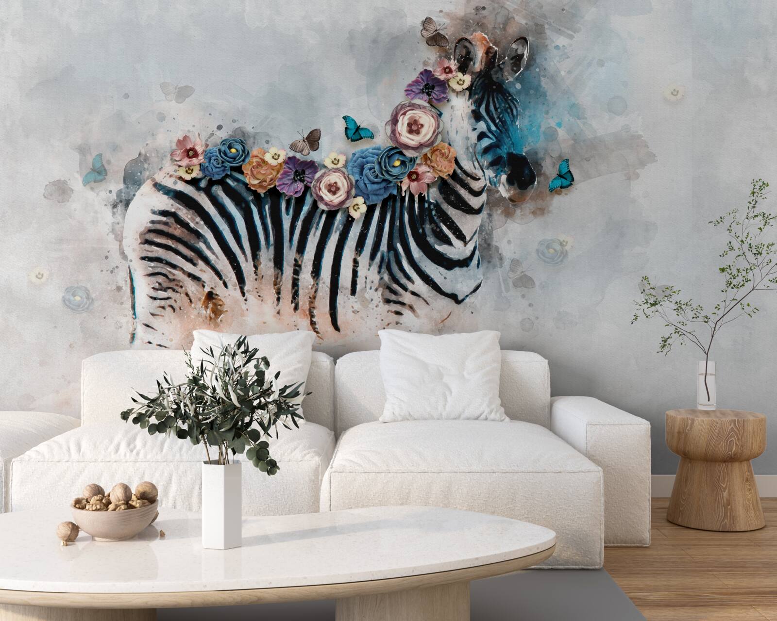 Papier peint couleurs zébrées avec des rayures vives