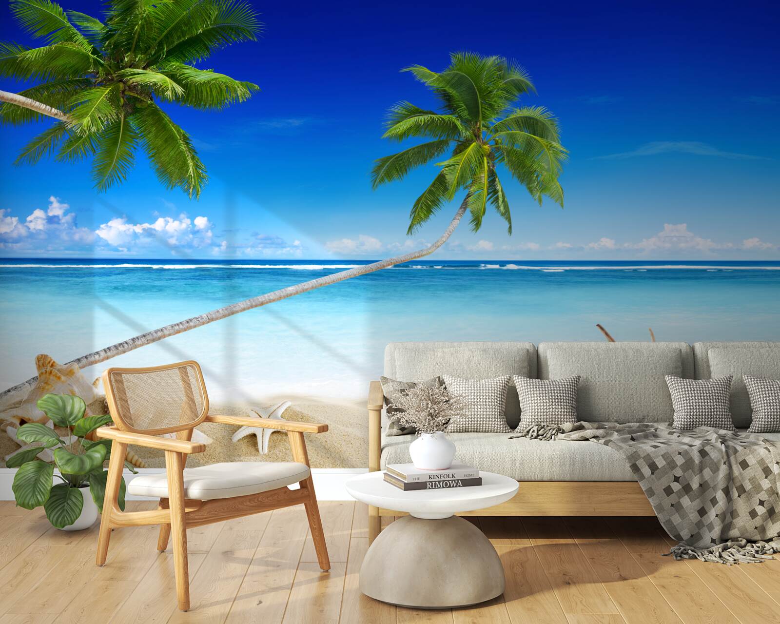 Papier peint plage tropicale et palmiers où règne le silence