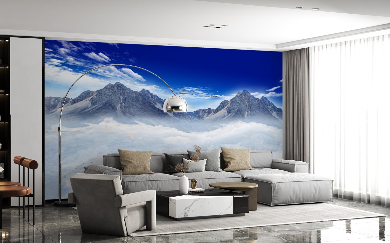 Papier peint voile de brume de montagne enchanteresse