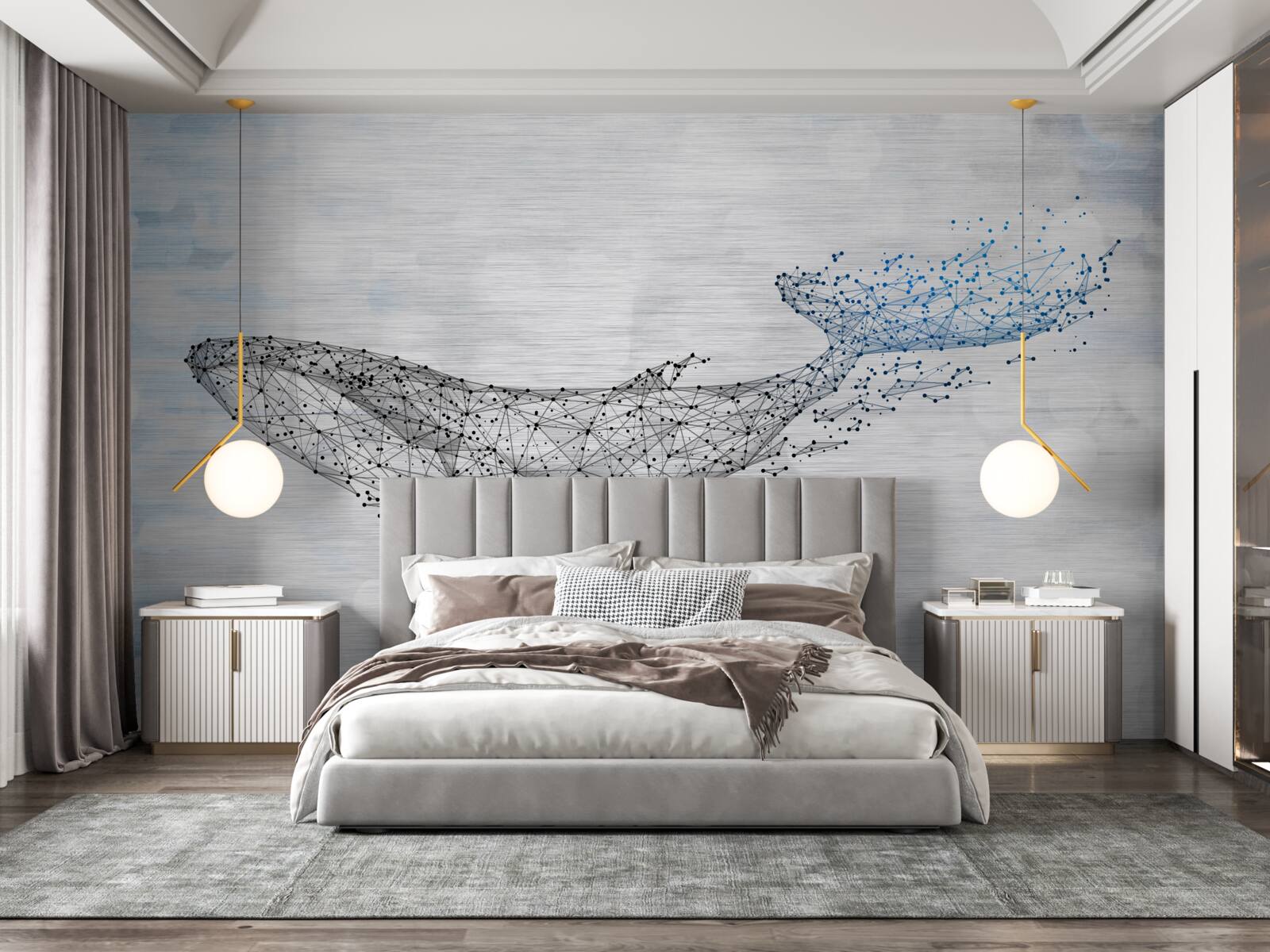 Papier peint la baleine blanche dans une métamorphose de l'abstraction