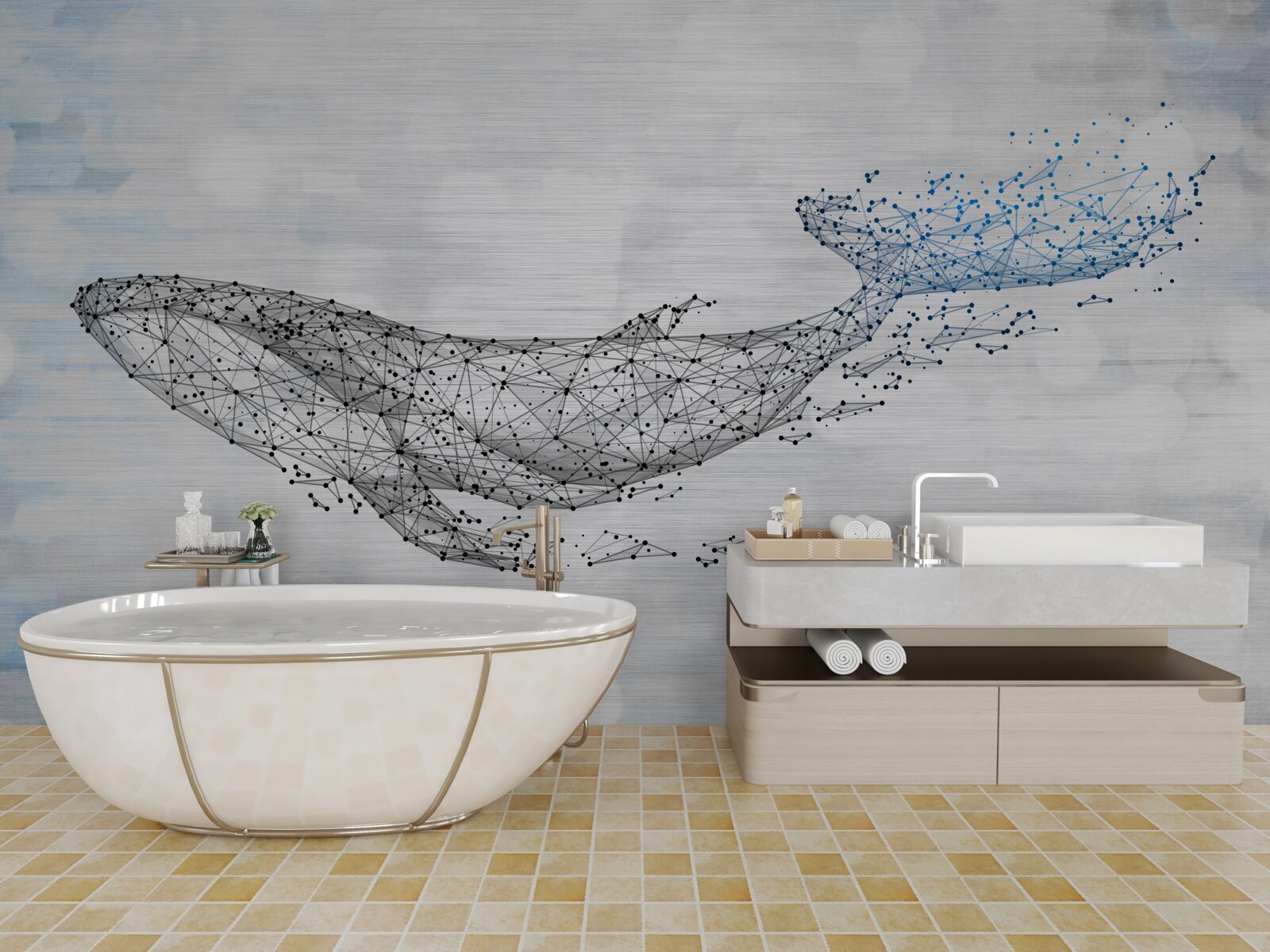 Papier peint la baleine blanche dans une métamorphose de l'abstraction