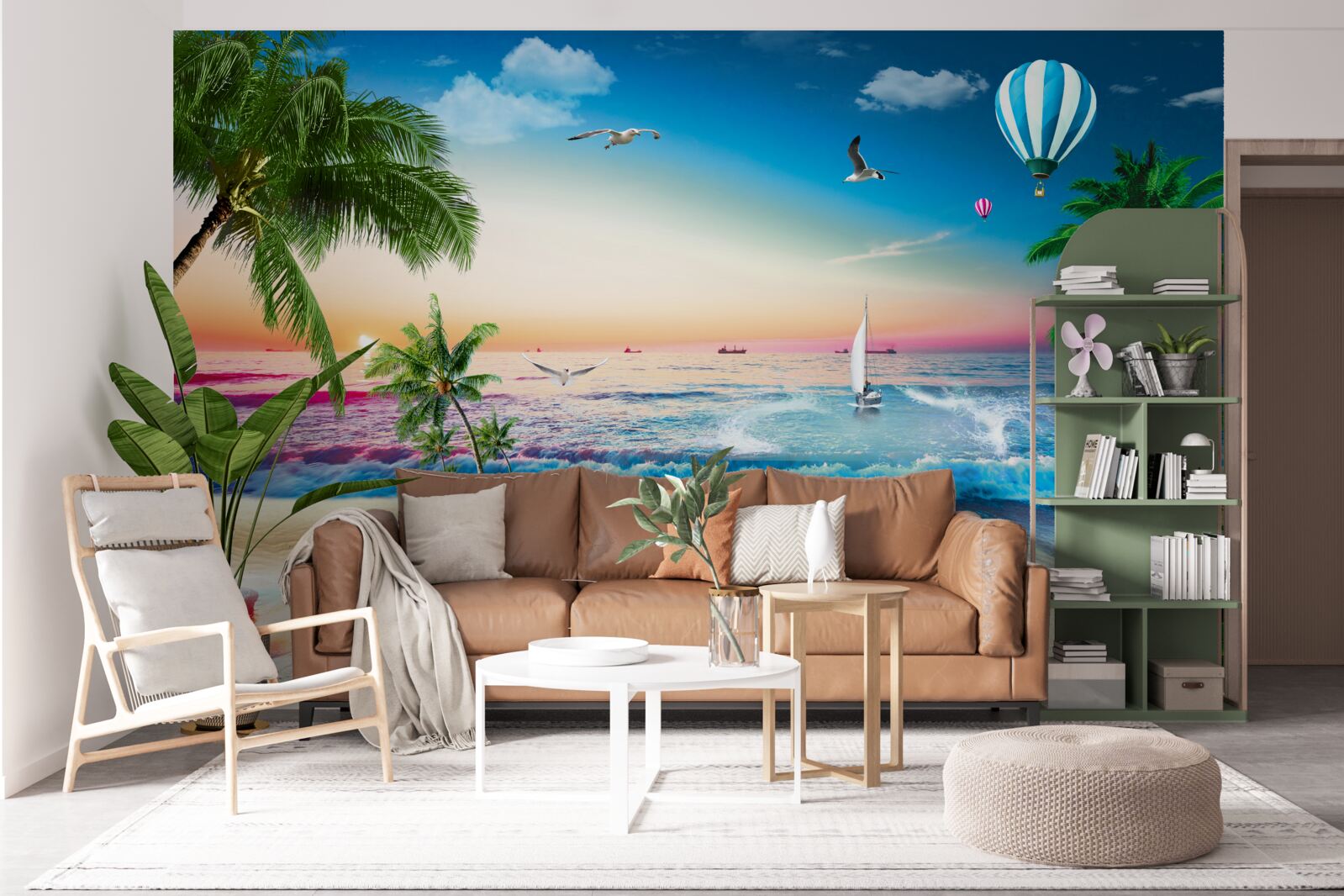 Papier peint peinture marine avec vague