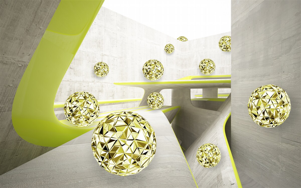Papier peint les boules d'or roulent vers le bas