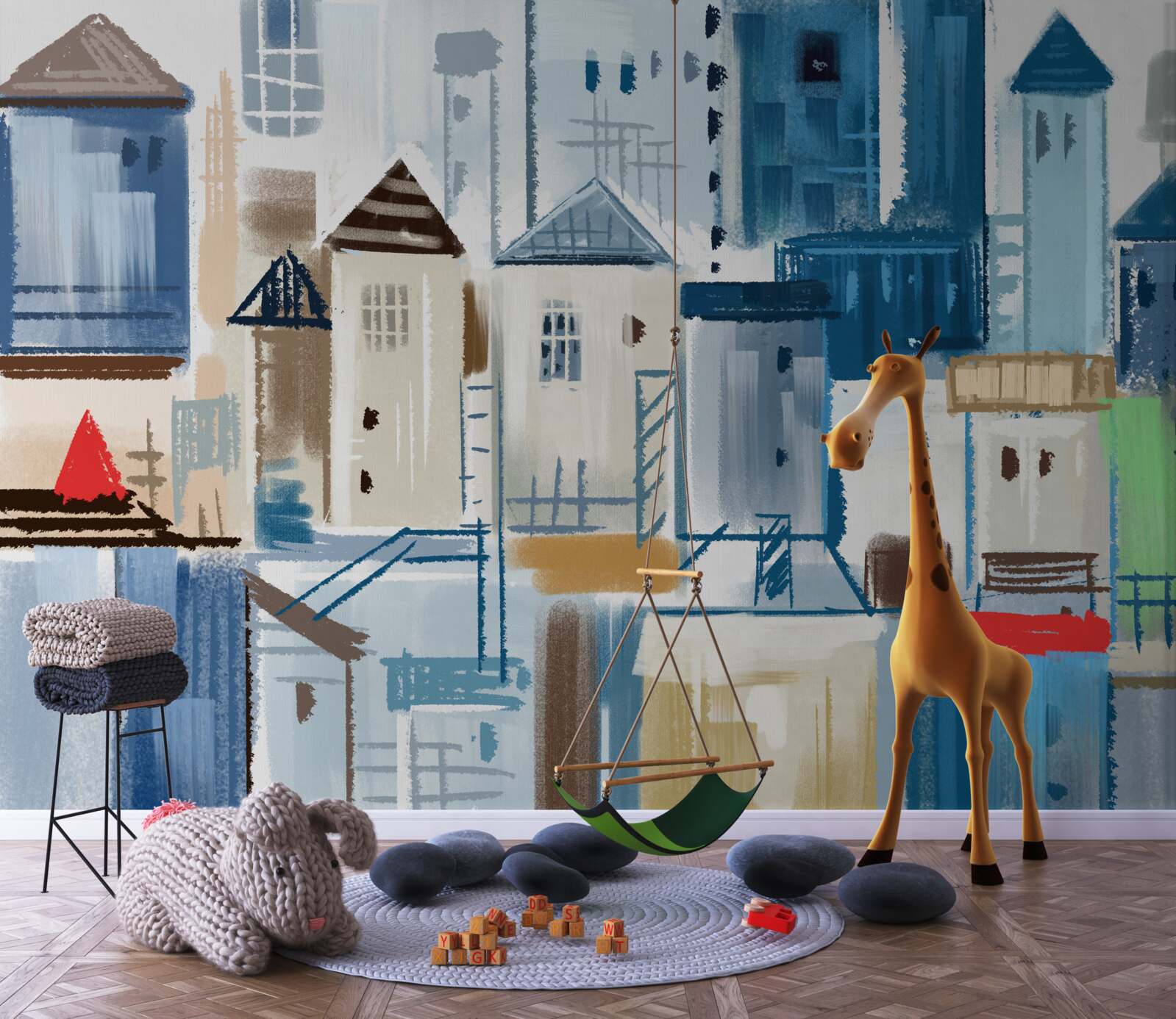 Papier peint architecture de ville animée