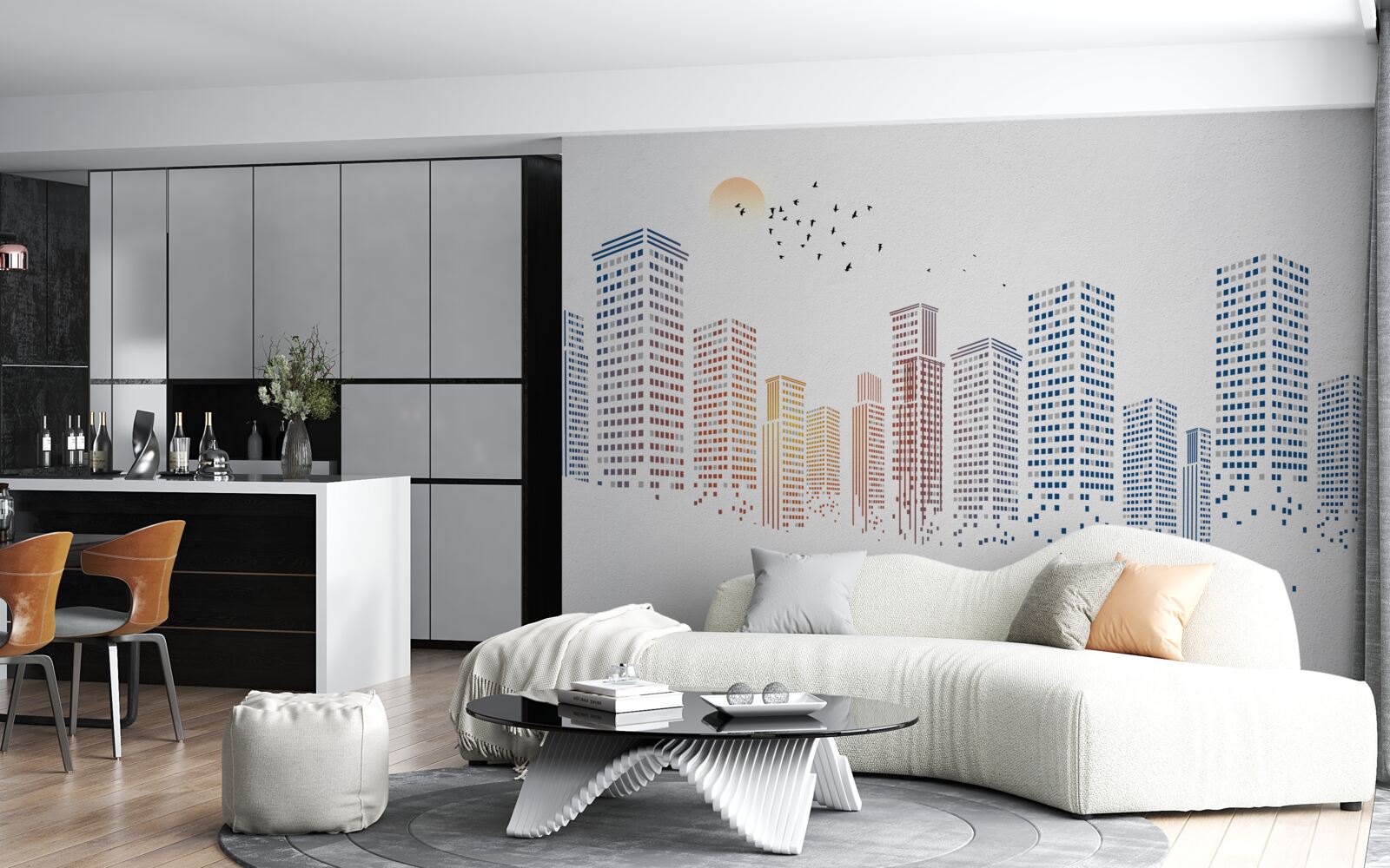 Papier peint panoramas urbains contemporains