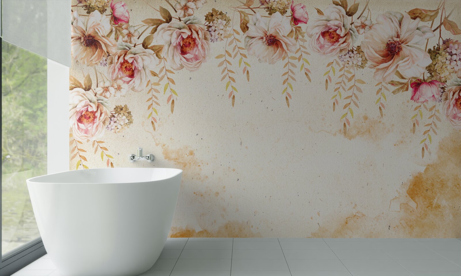 Papier peint les gros boutons de fleurs se détachent sur un fond clair