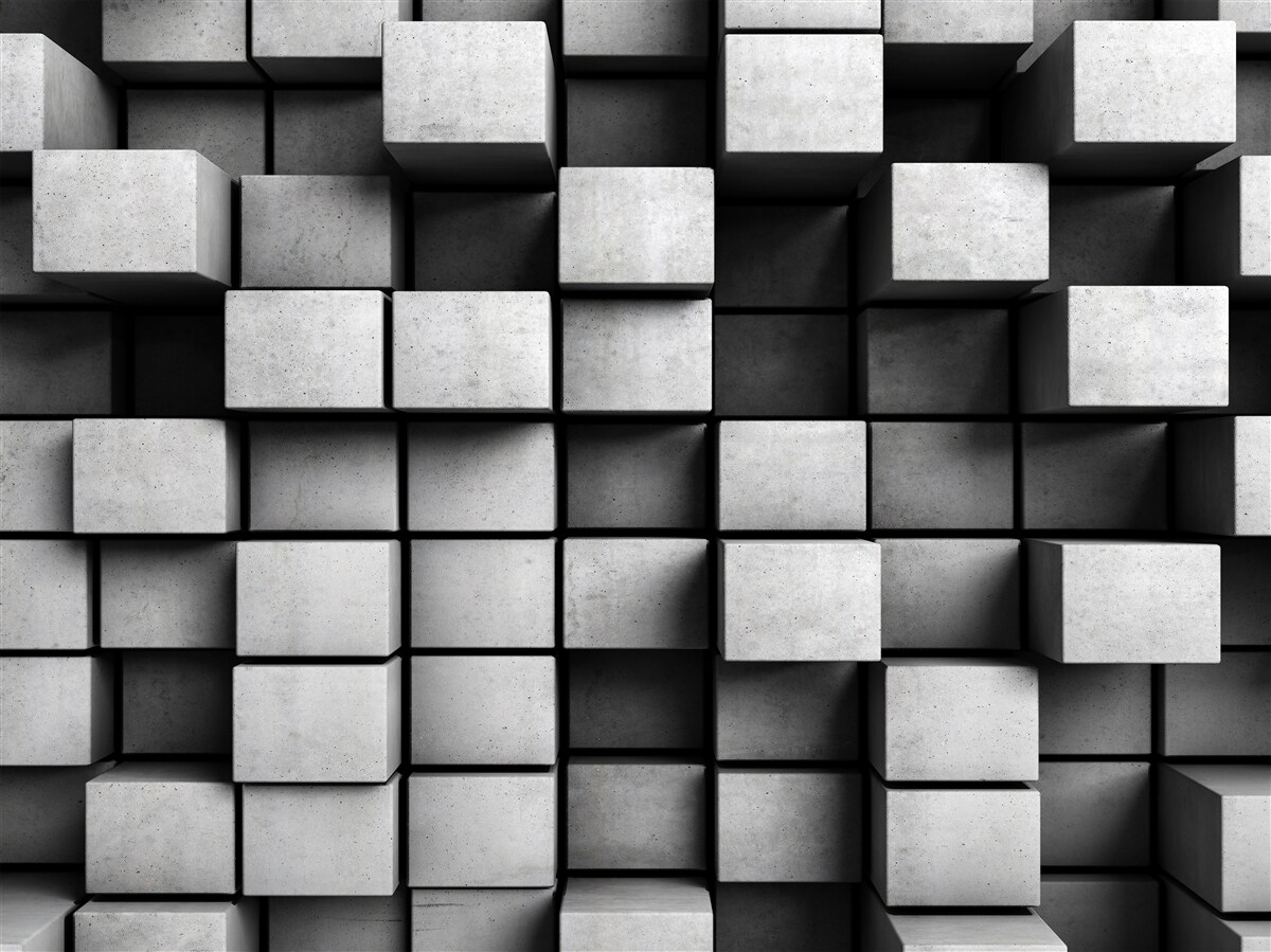 Papier peint cubes gris horizontaux