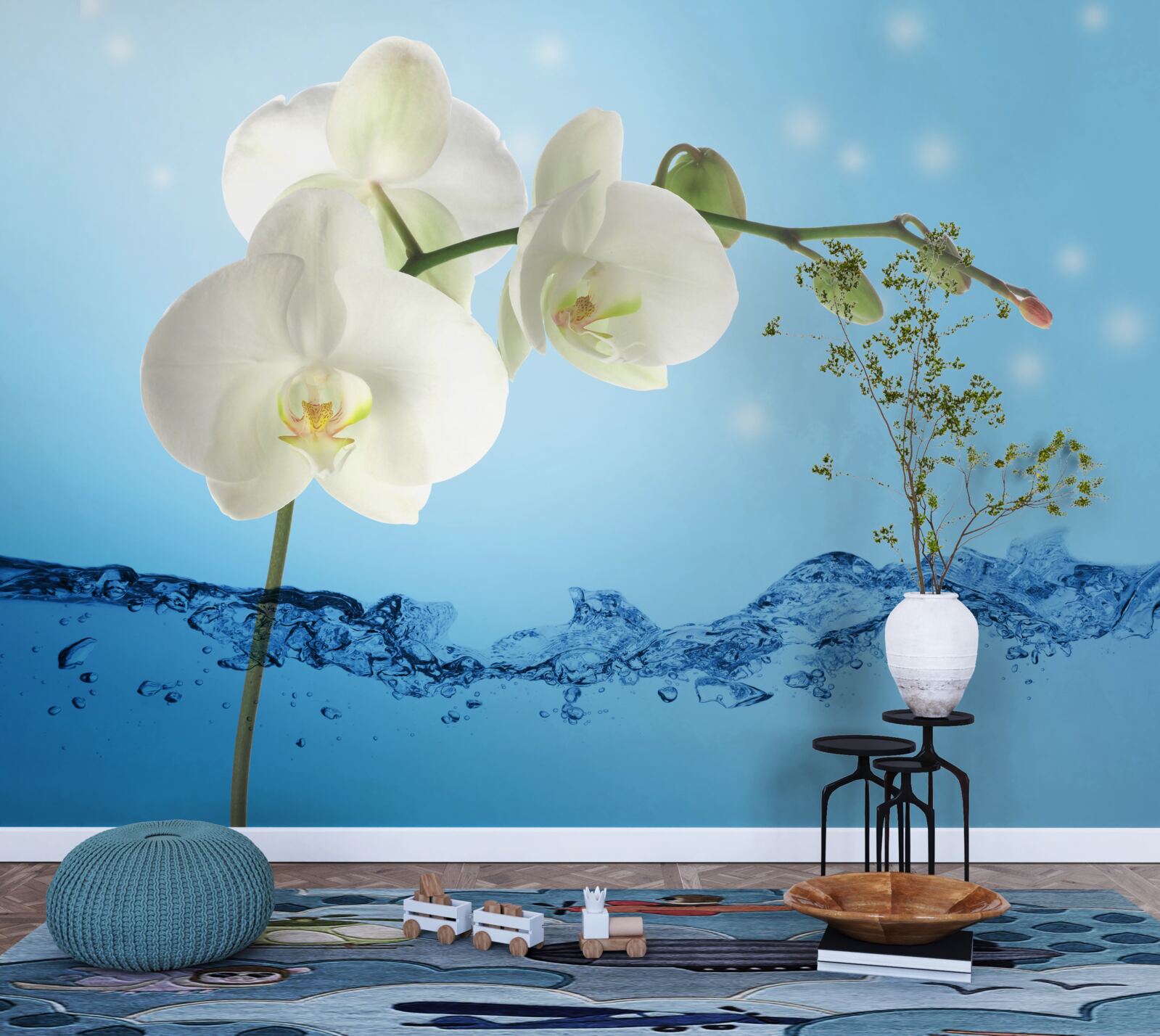 Papier peint réponse : orchidée blanche immergée dans l'eau