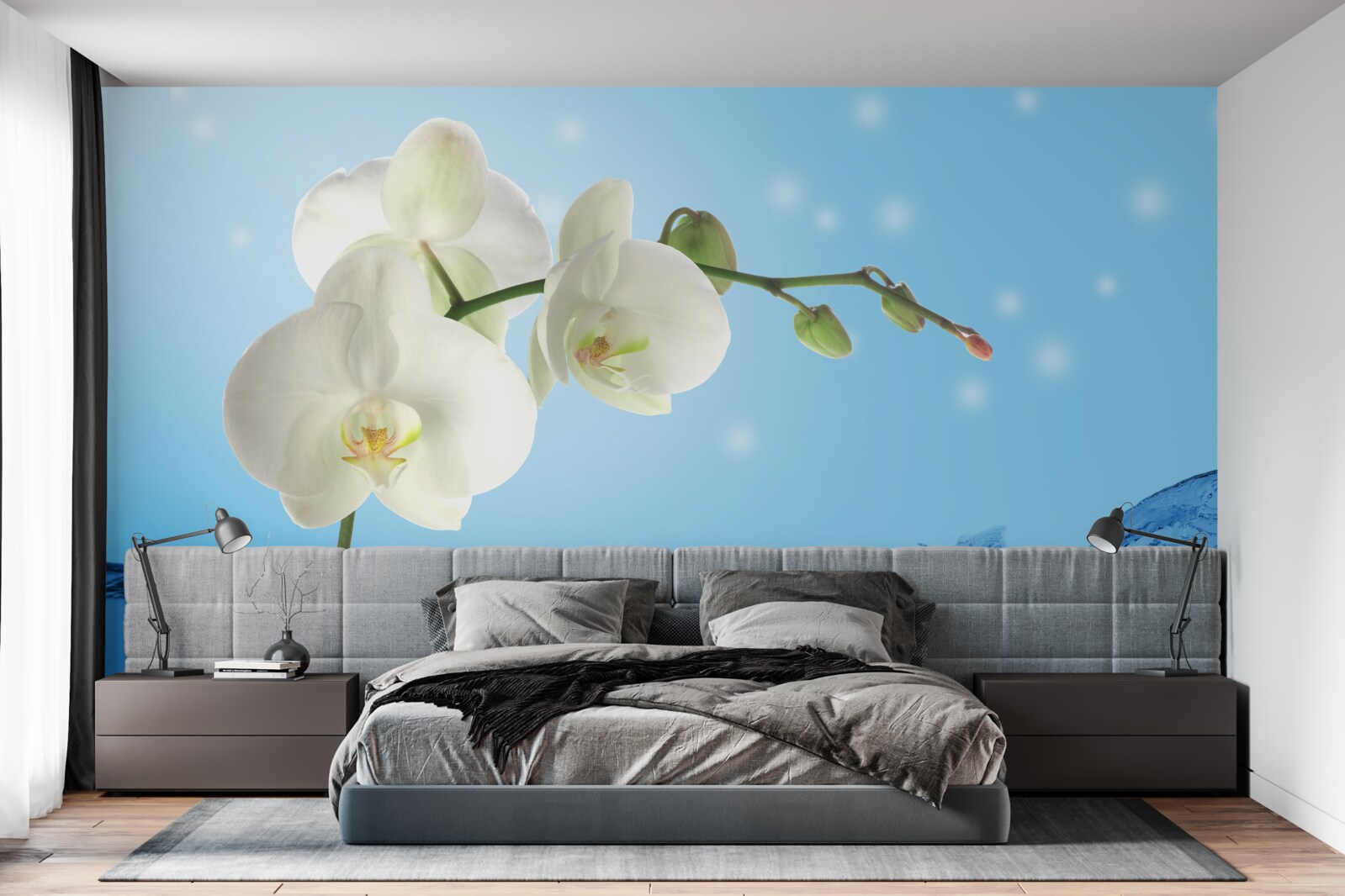 Papier peint réponse : orchidée blanche immergée dans l'eau