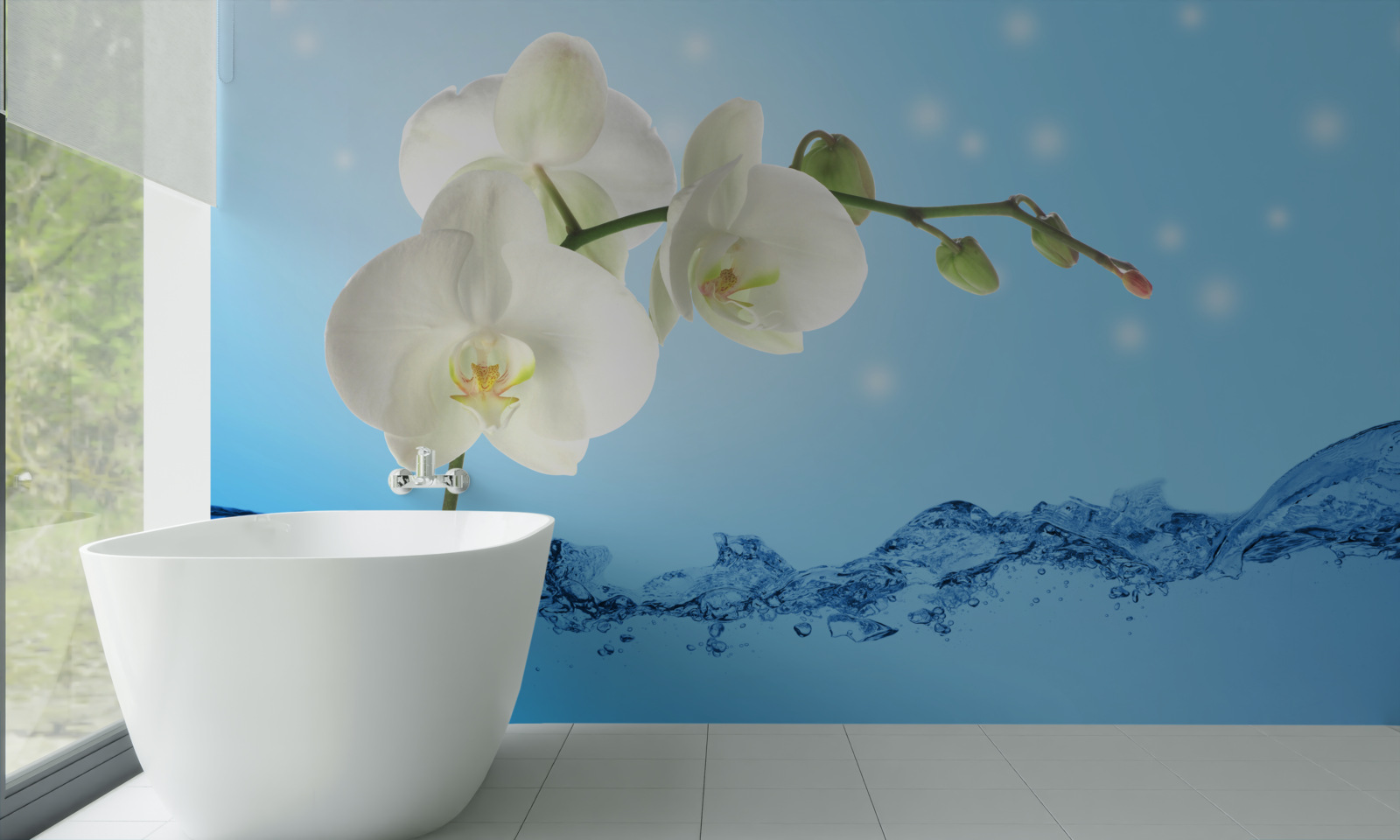 Papier peint réponse : orchidée blanche immergée dans l'eau