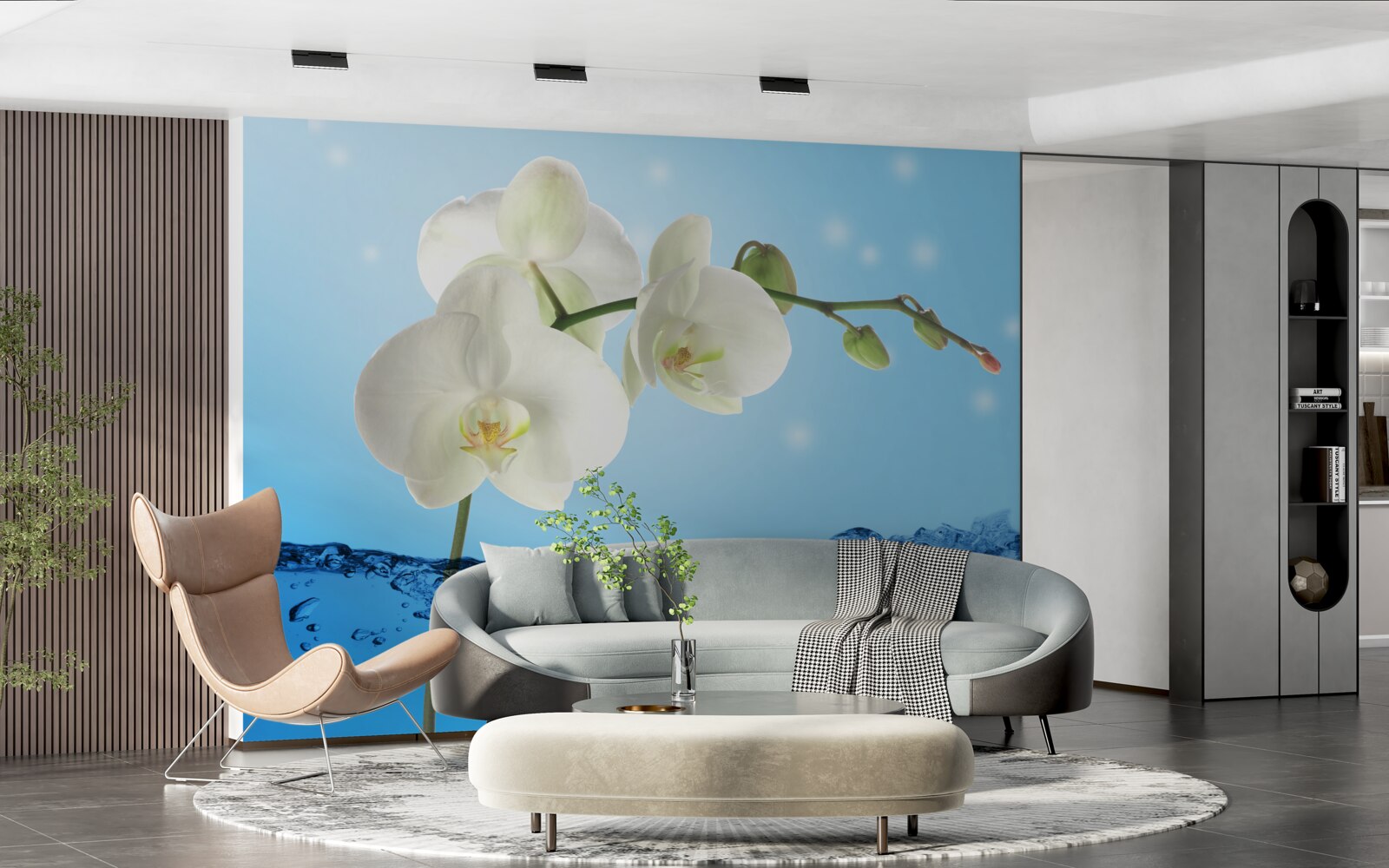 Papier peint réponse : orchidée blanche immergée dans l'eau