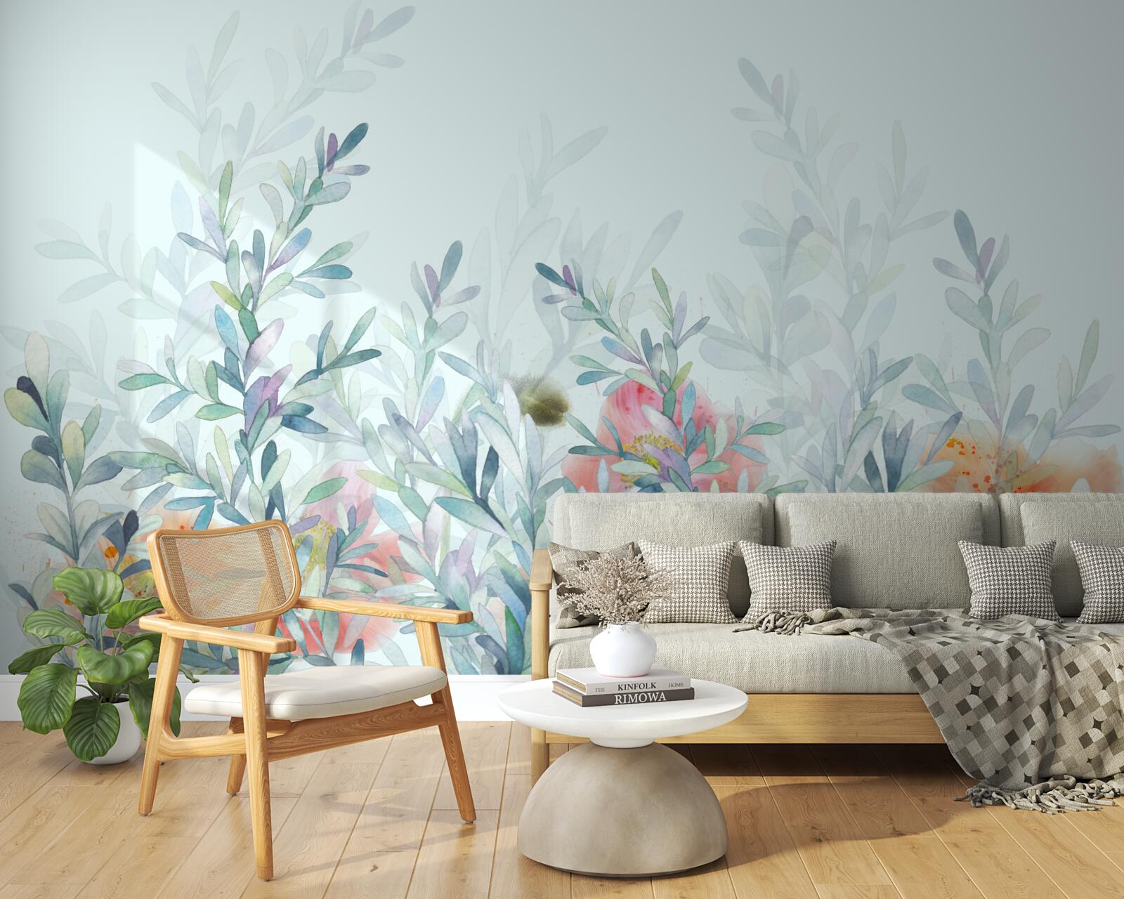 Papier peint jardin de fleurs sauvage