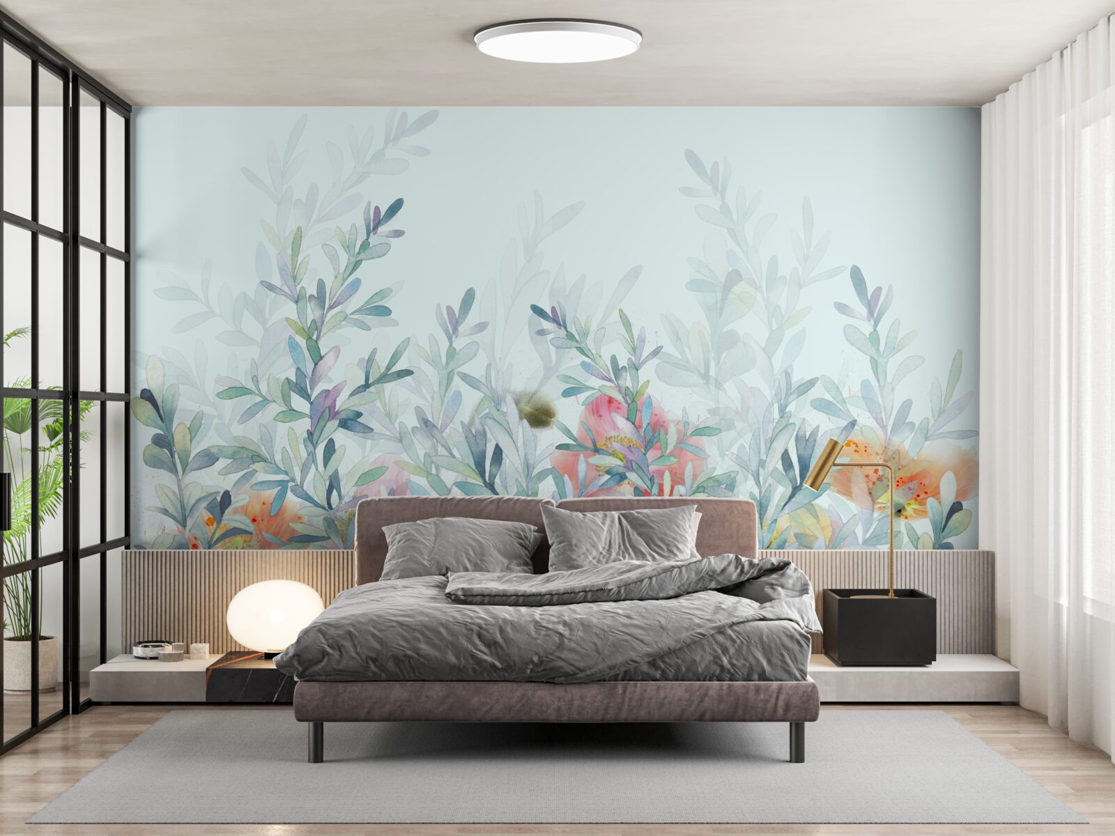 Papier peint jardin de fleurs sauvage
