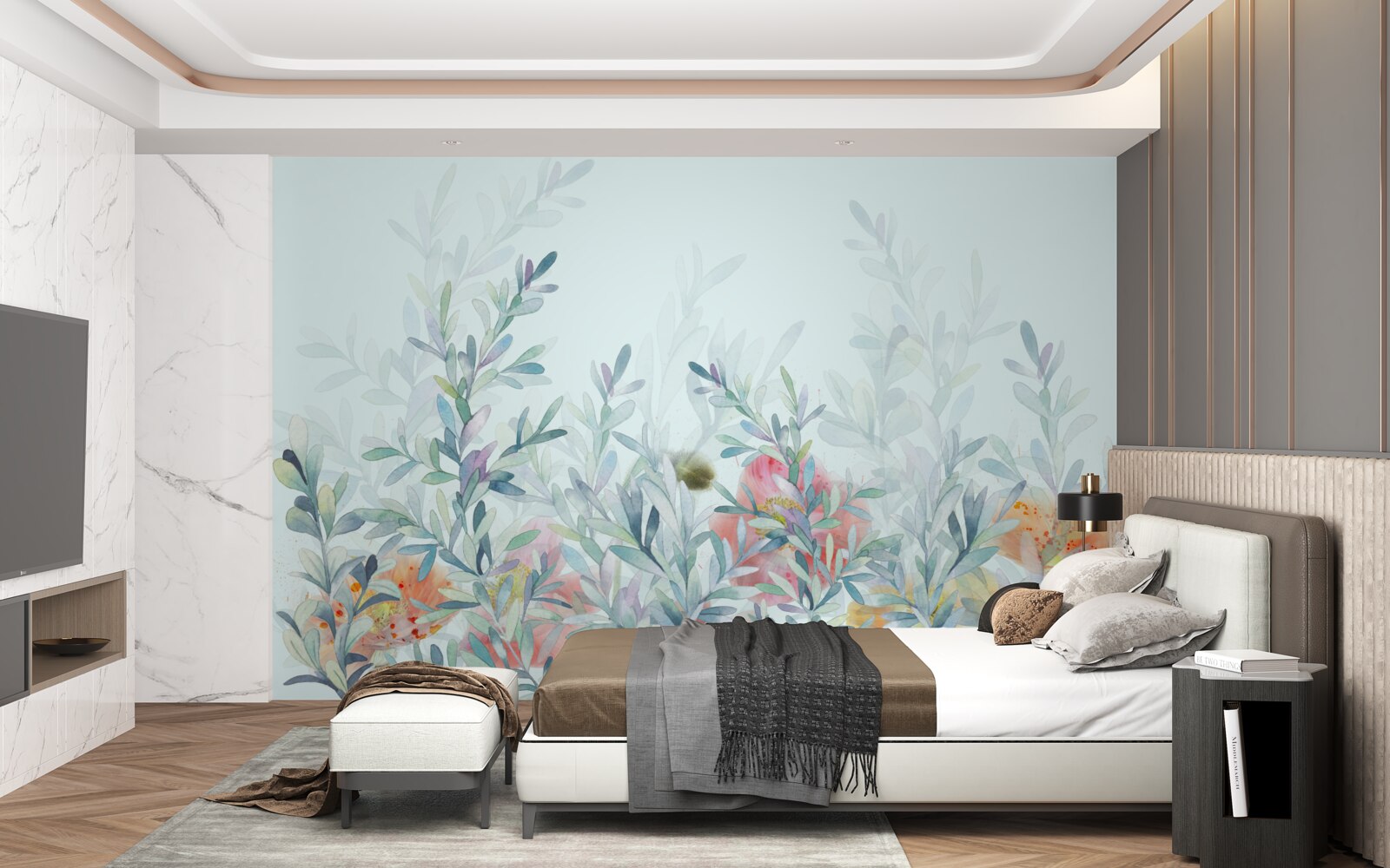 Papier peint jardin de fleurs sauvage