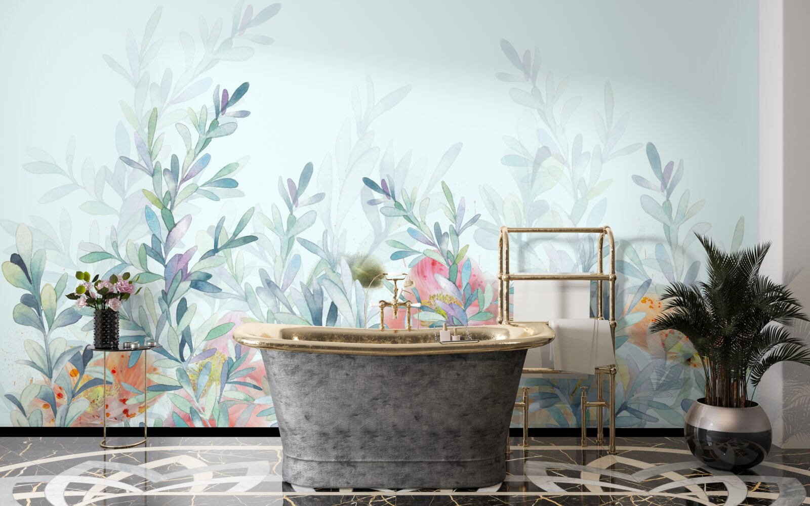 Papier peint jardin de fleurs sauvage